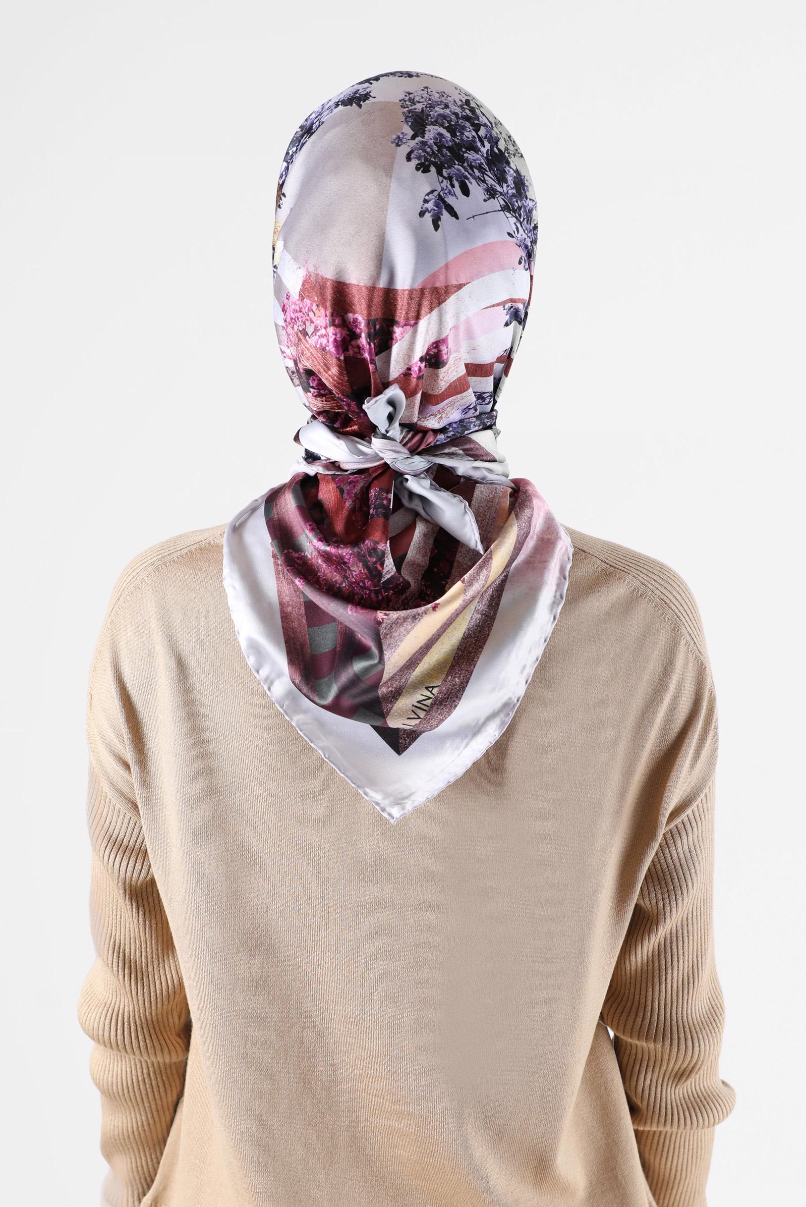 Tesettür giyim MOR ALVİNA DESENLİ DİJİTAL EŞARP 23987 