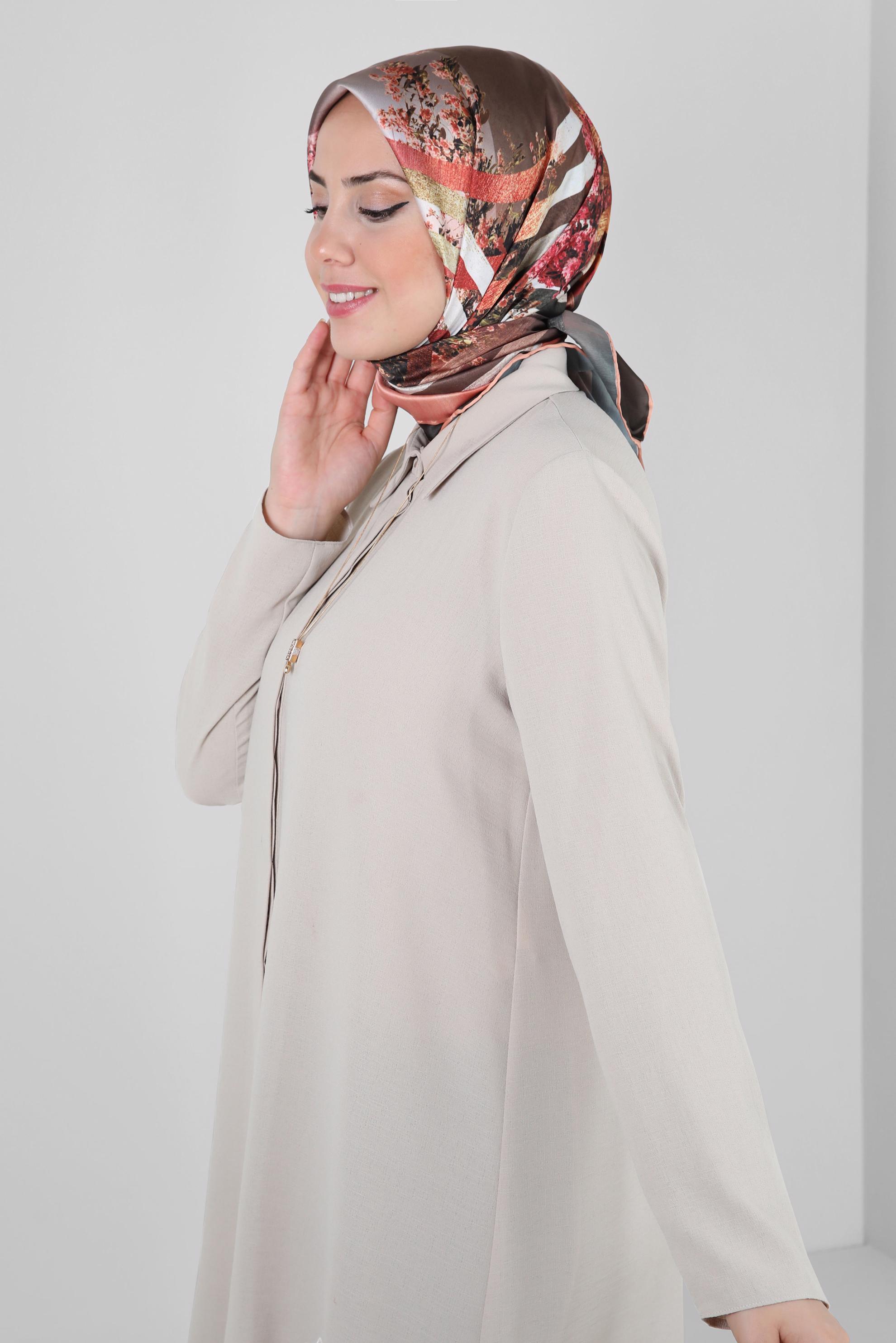 Tesettür giyim TURUNCU ALVİNA DESENLİ DİJİTAL EŞARP 23987 