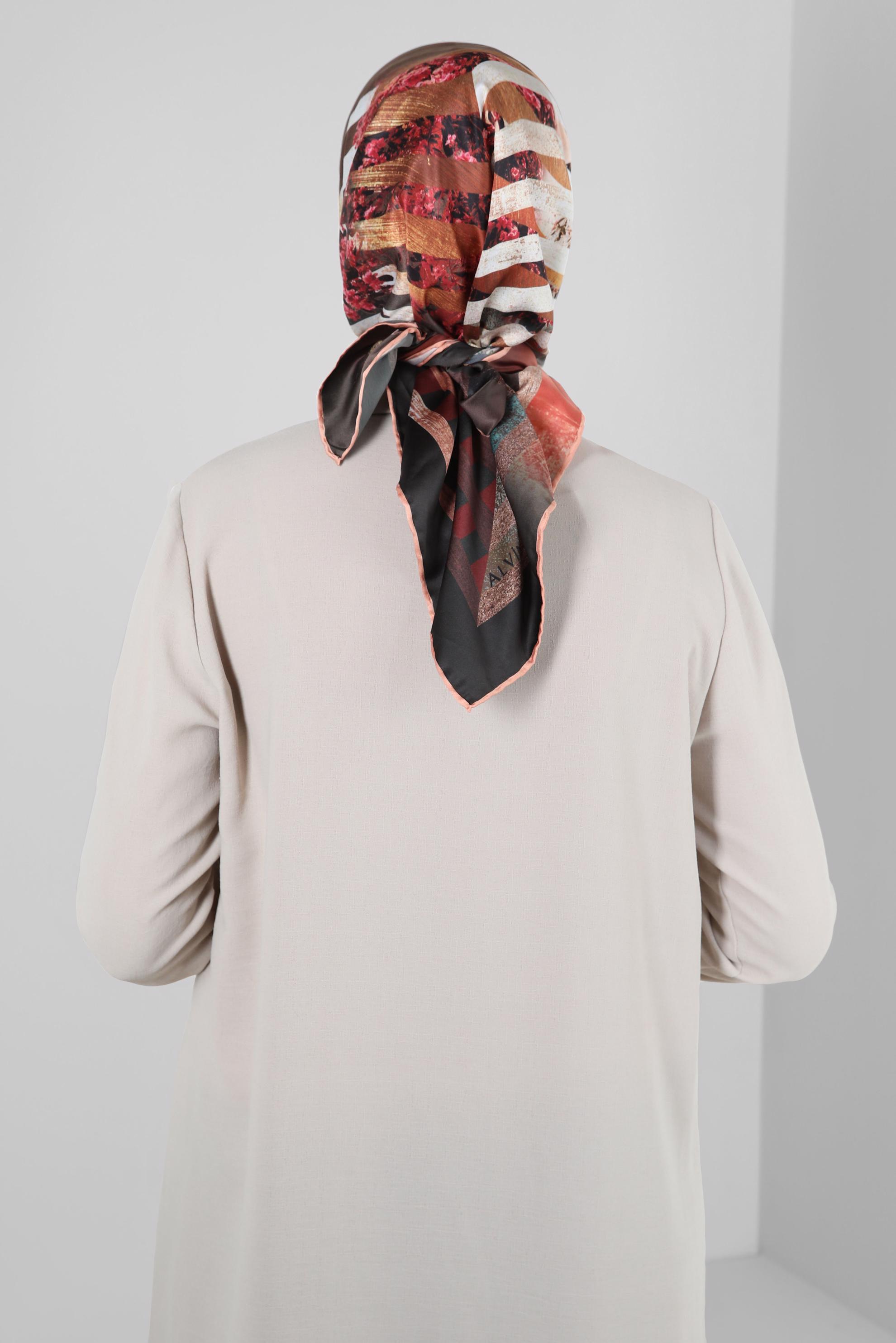 Tesettür giyim TURUNCU ALVİNA DESENLİ DİJİTAL EŞARP 23987 