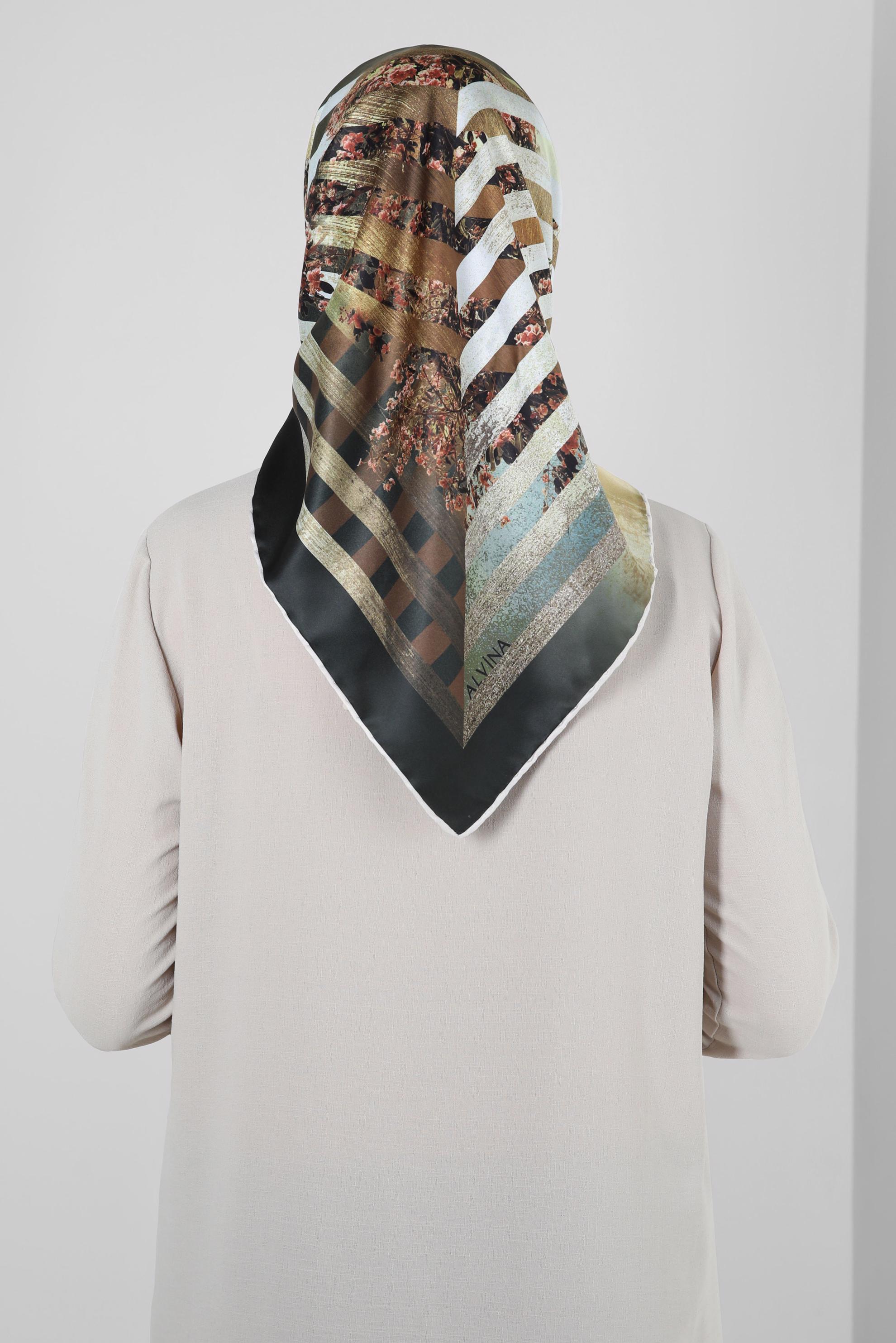 Tesettür giyim HAKİ ALVİNA DESENLİ DİJİTAL EŞARP 23987 