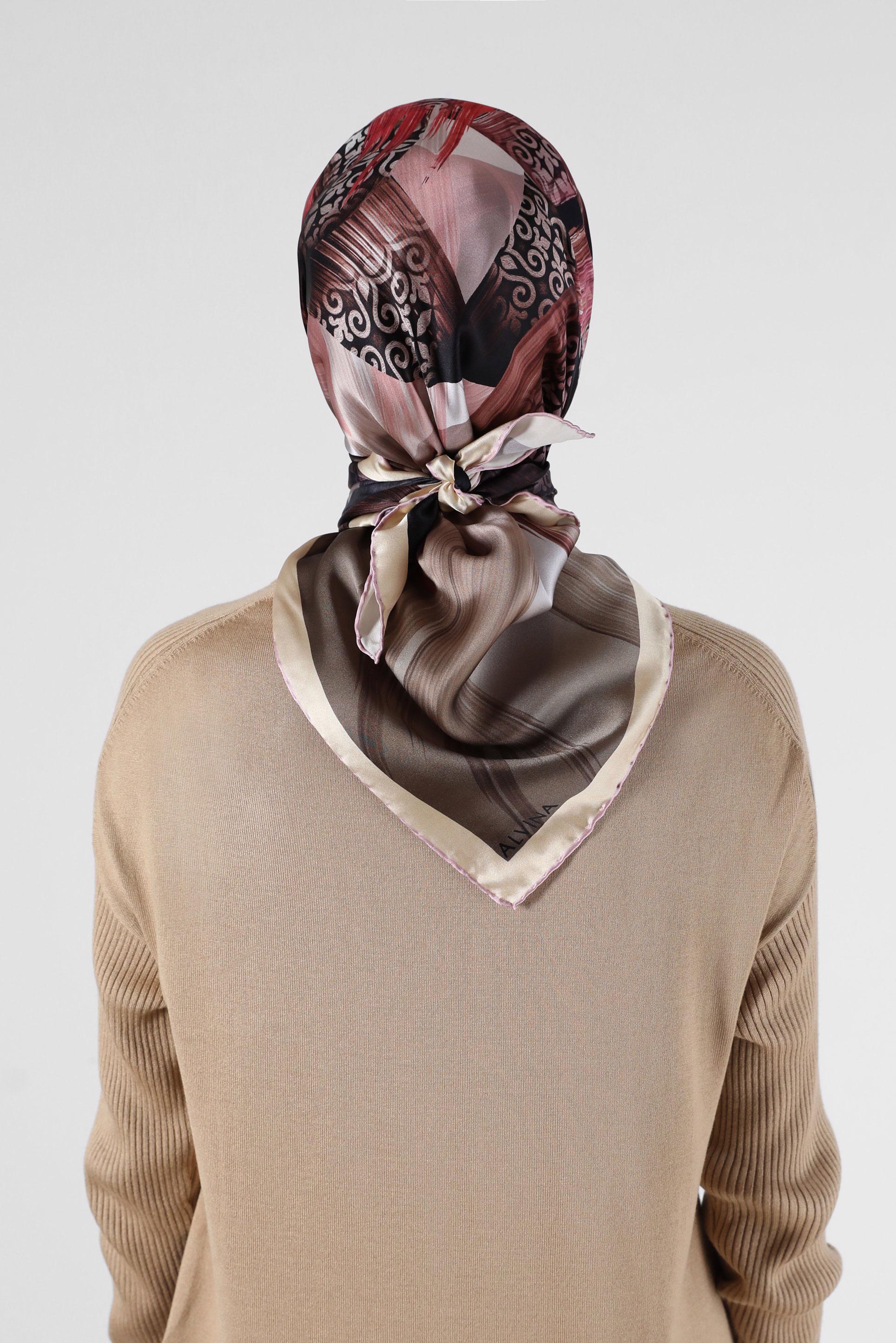 Hijab clothing PURPLE ALVİNA PATTERNED SILK SCARF 23994 