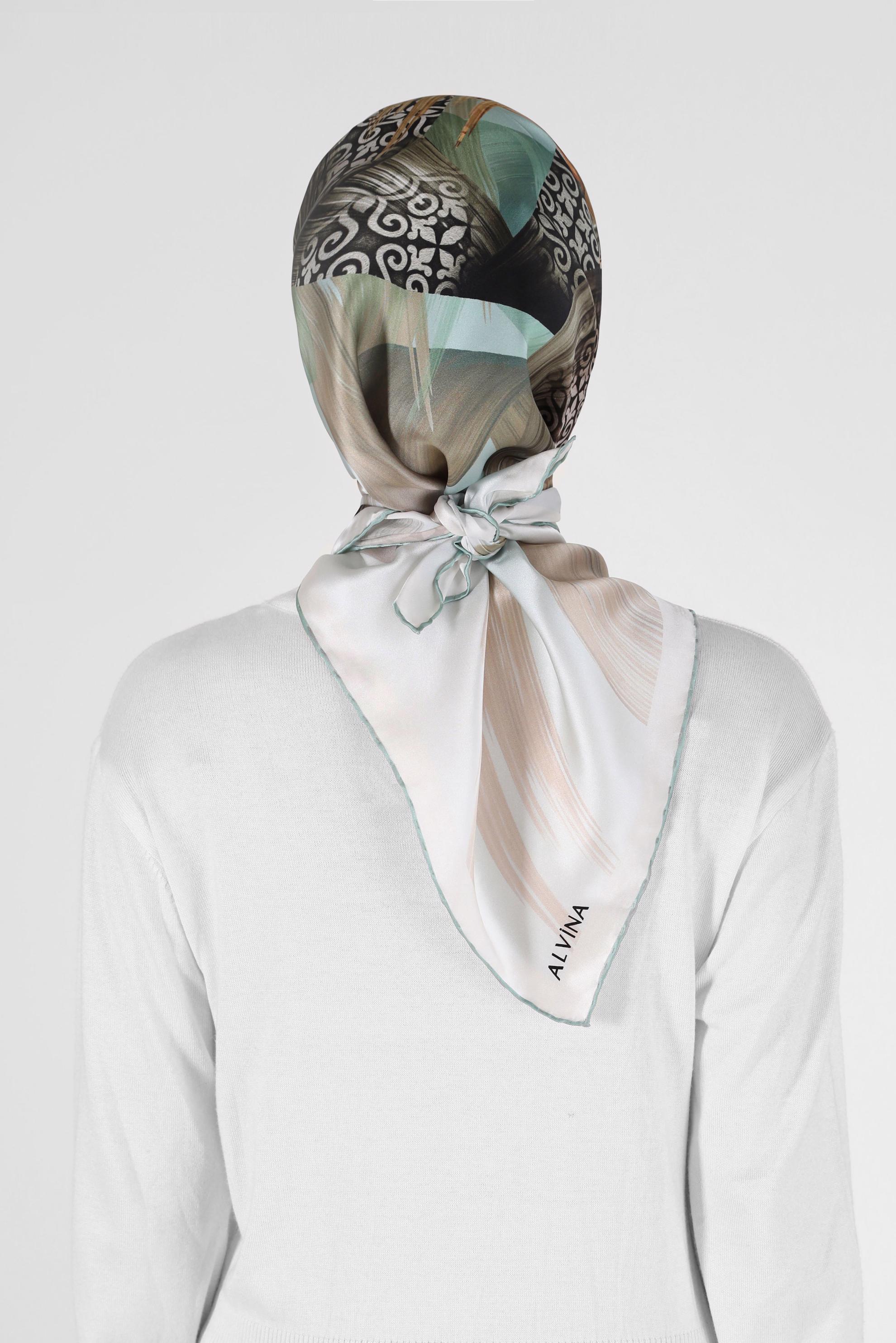 Tesettür giyim MAVİ ALVİNA DESENLİ İPEK EŞARP 23994 