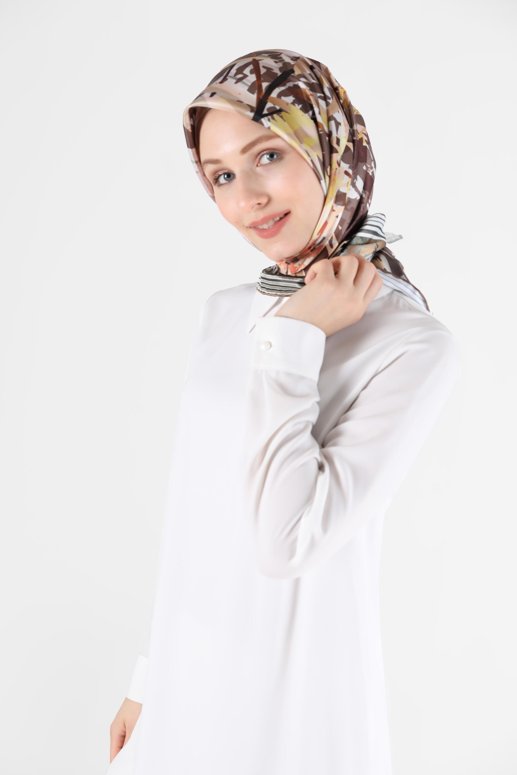 Tesettür giyim TURUNCU ALVİNA DİJİTAL EŞARP 23998 