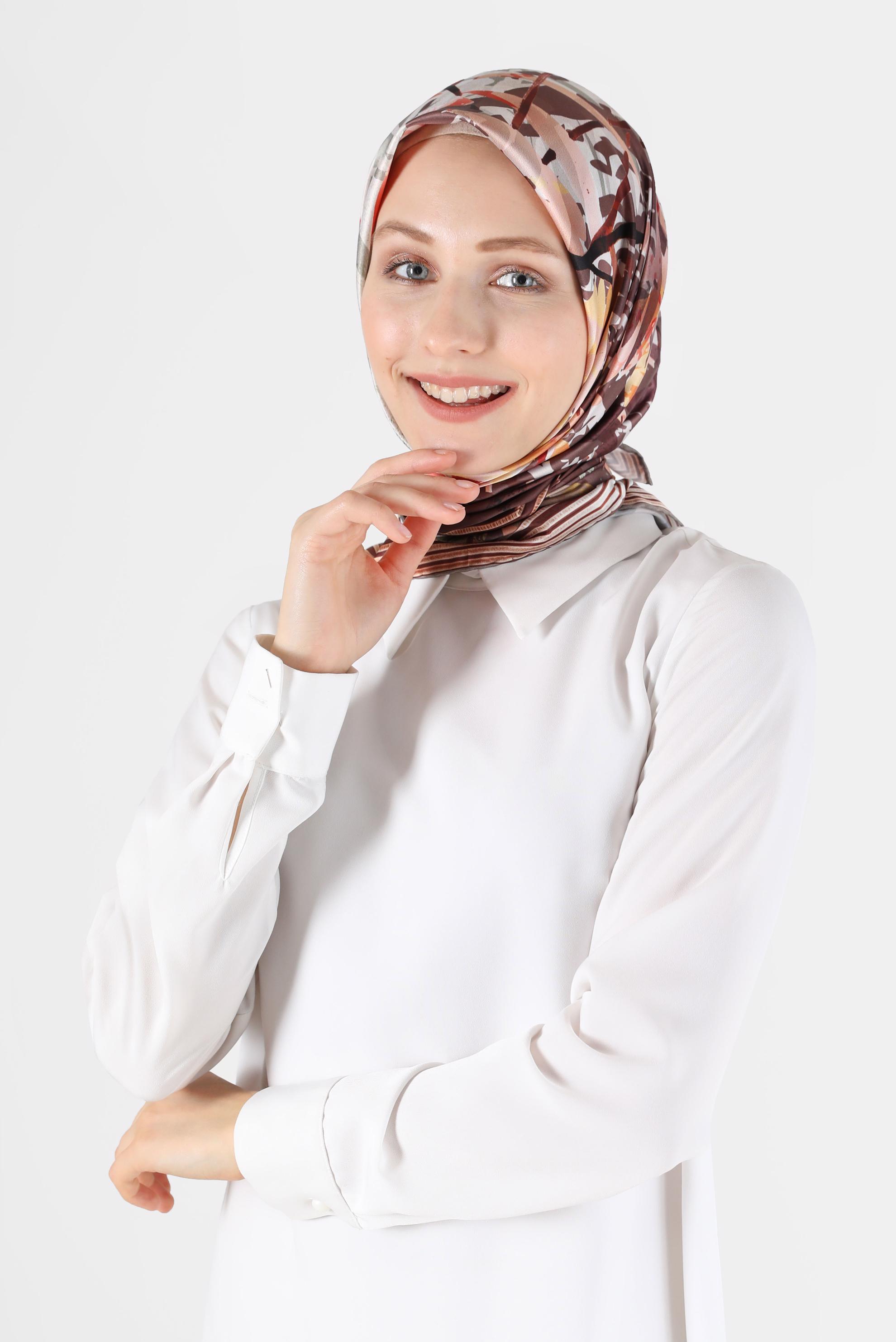 Tesettür giyim VİZON ALVİNA DİJİTAL EŞARP 23998 