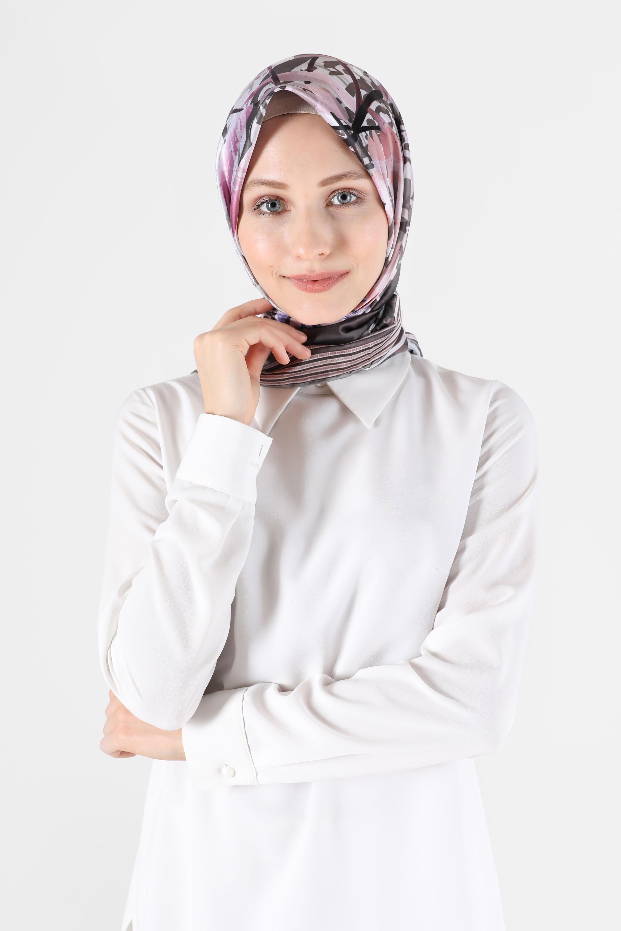 Tesettür giyim GRİ ALVİNA DİJİTAL EŞARP 23998 