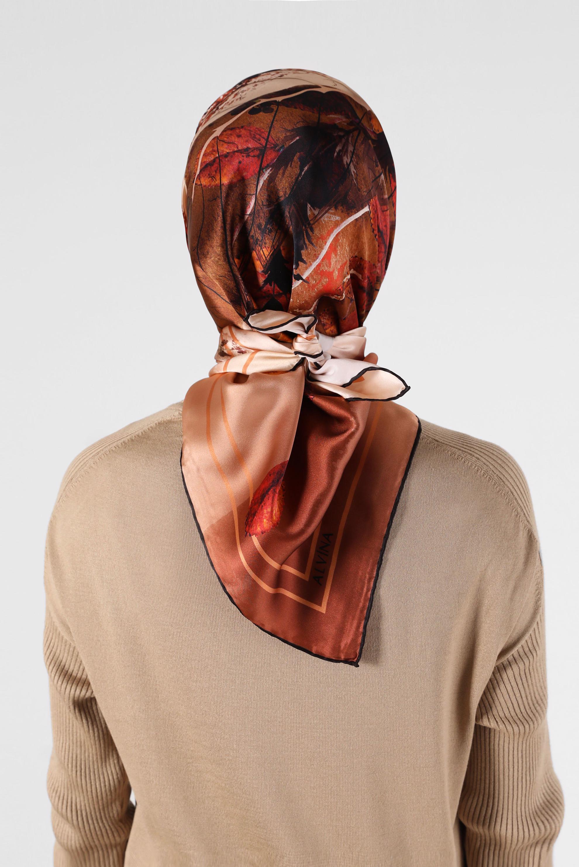Hijab clothing POWDER ALVİNA PATTERNED SILK SCARF 31363 