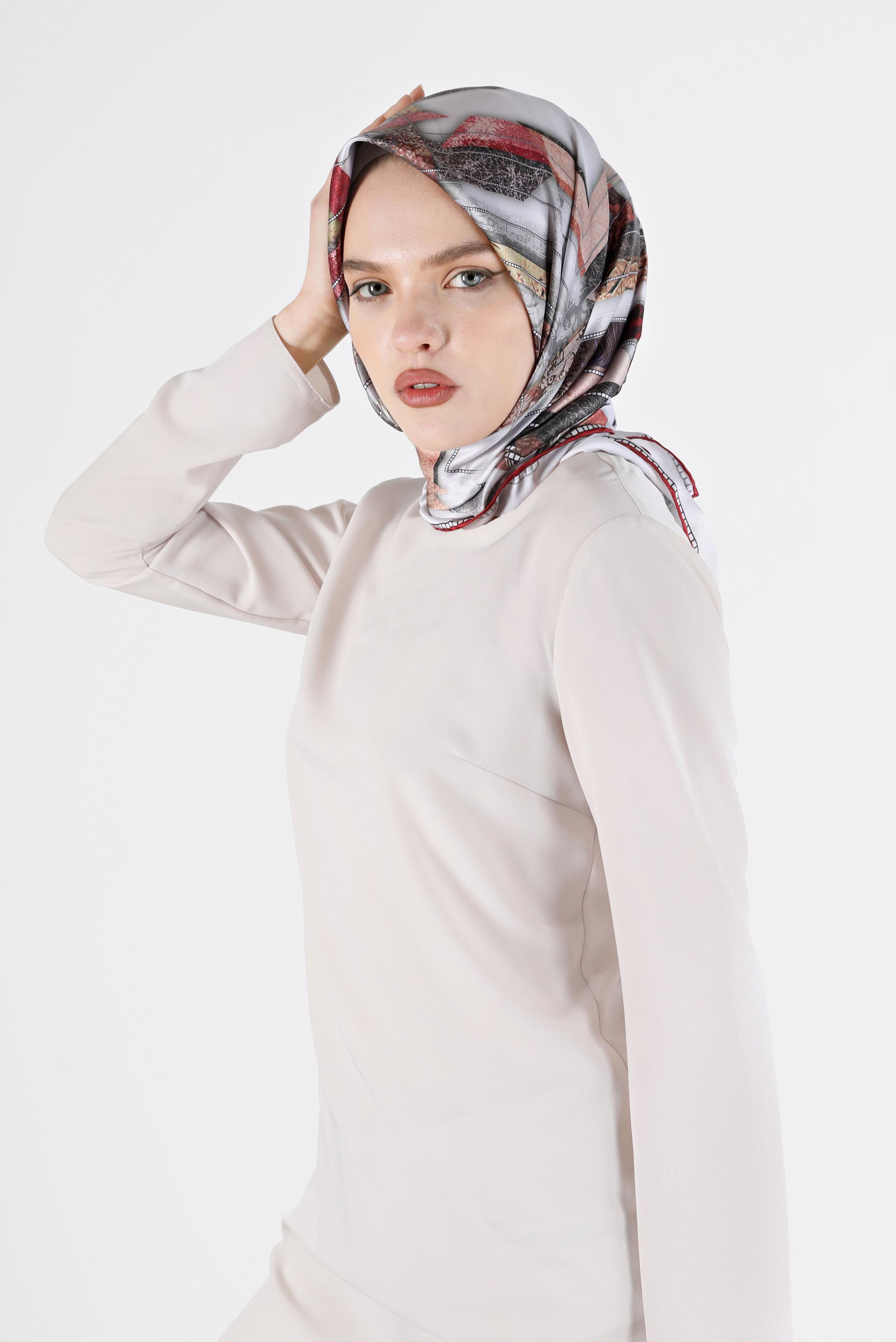 Tesettür giyim KIRMIZI 31469 ALVİNA DİJİTAL EŞARP