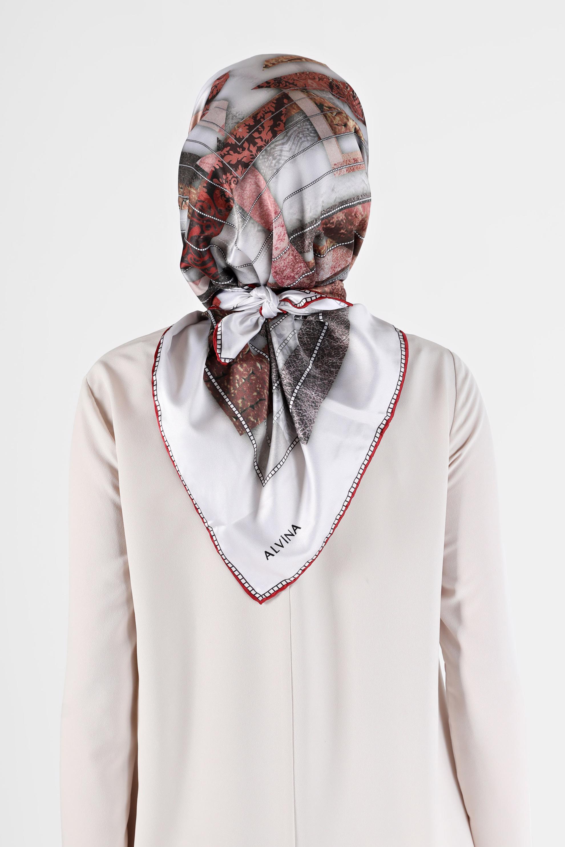 Tesettür giyim KIRMIZI 31469 ALVİNA DİJİTAL EŞARP