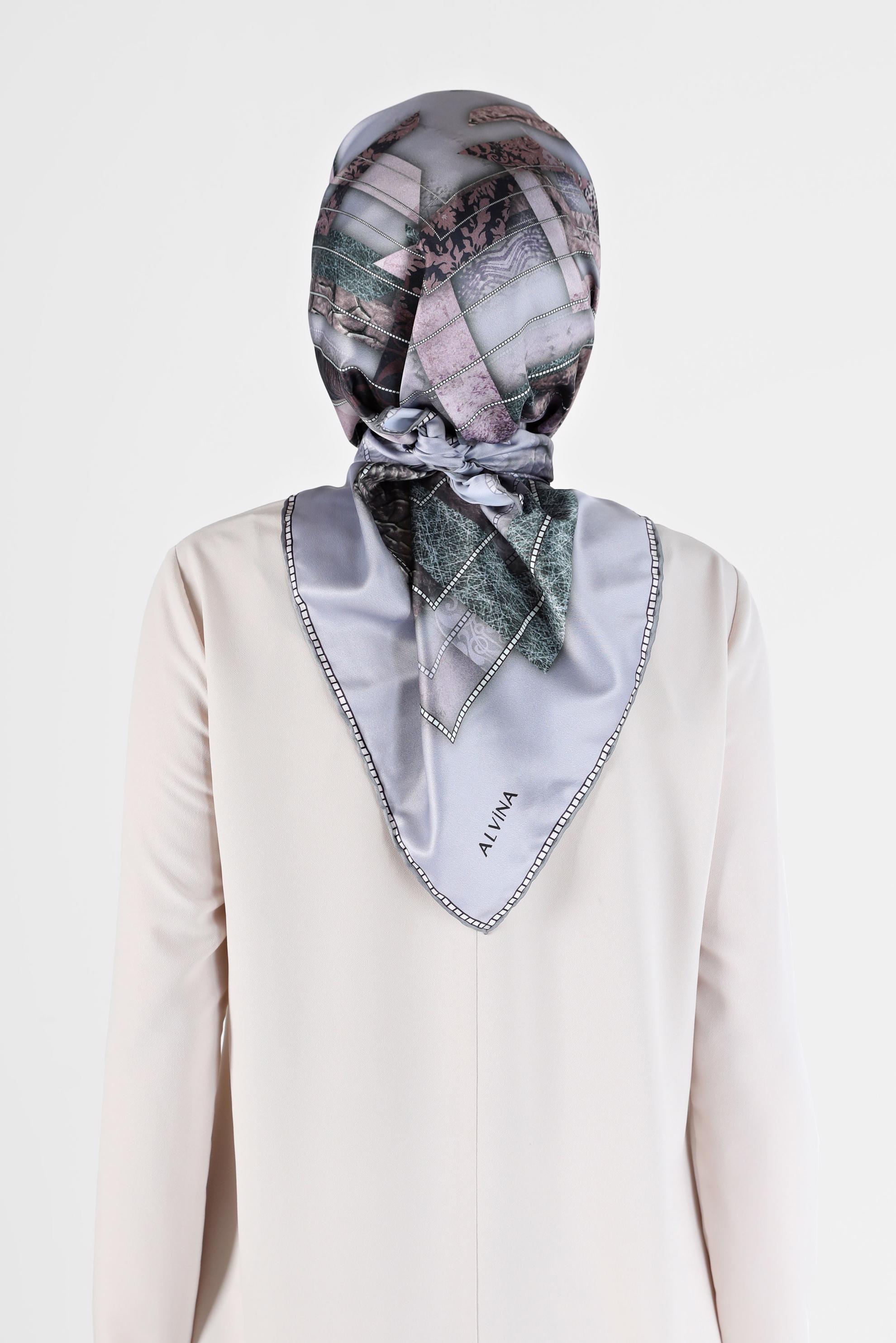 Tesettür giyim GRİ 31469 ALVİNA DİJİTAL EŞARP