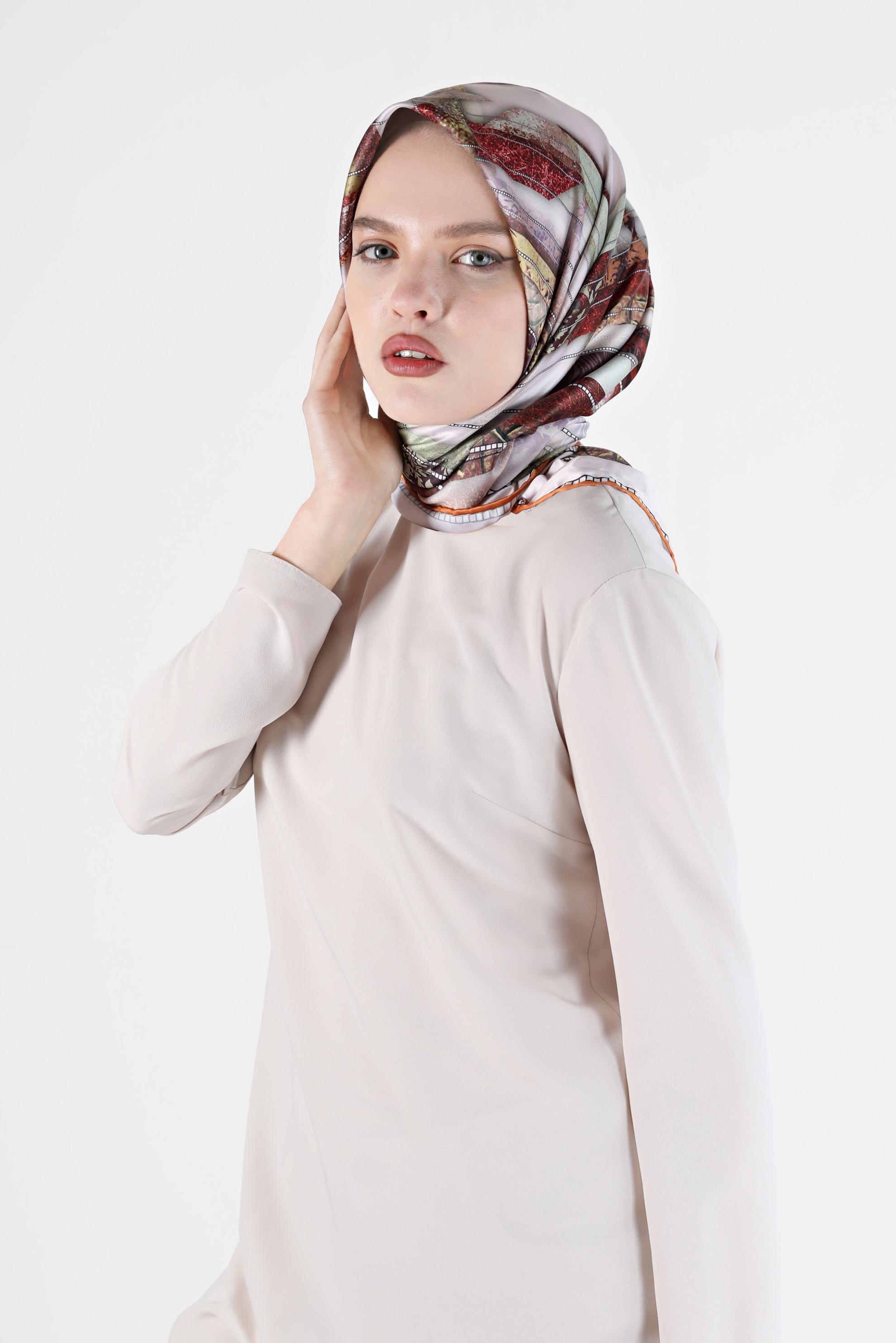 Tesettür giyim TURUNCU 31469 ALVİNA DİJİTAL EŞARP