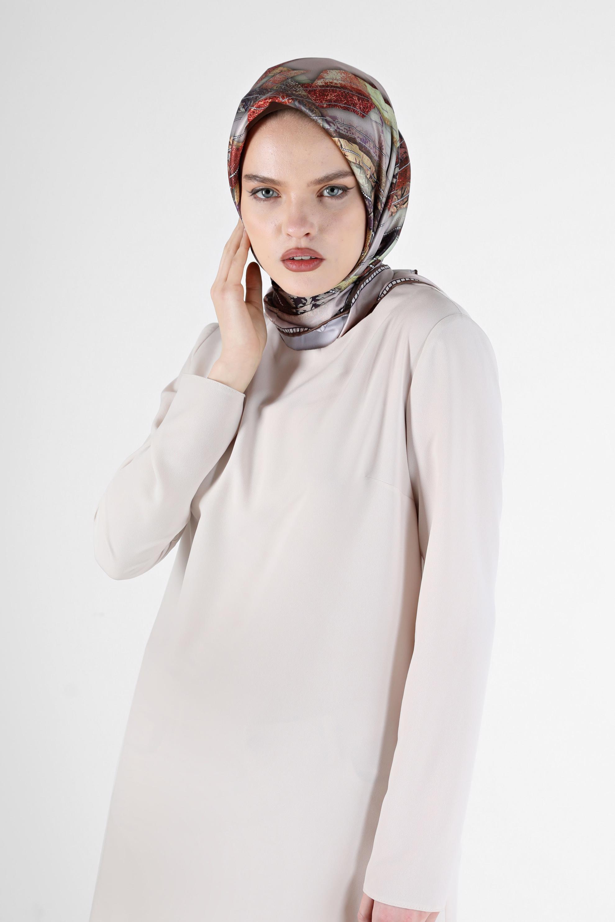 Tesettür giyim KAHVE 31469 ALVİNA DİJİTAL EŞARP