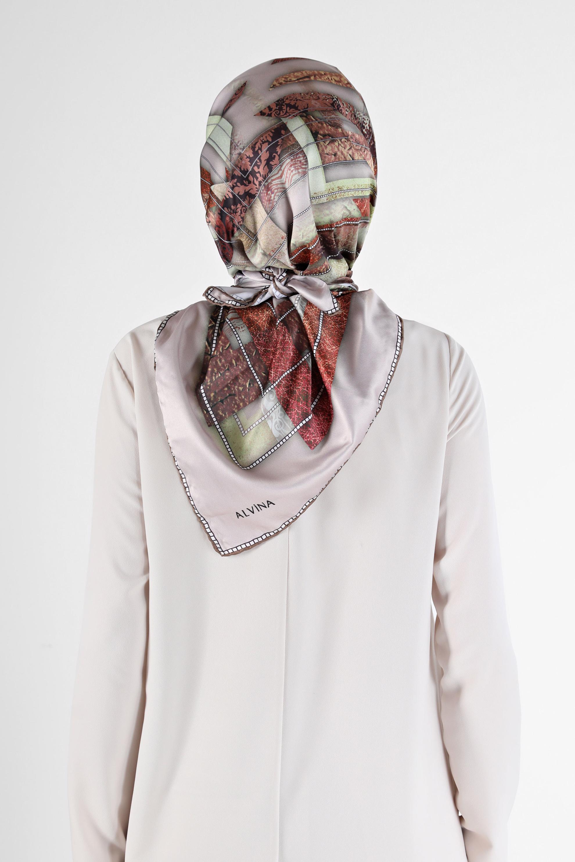 Tesettür giyim KAHVE 31469 ALVİNA DİJİTAL EŞARP