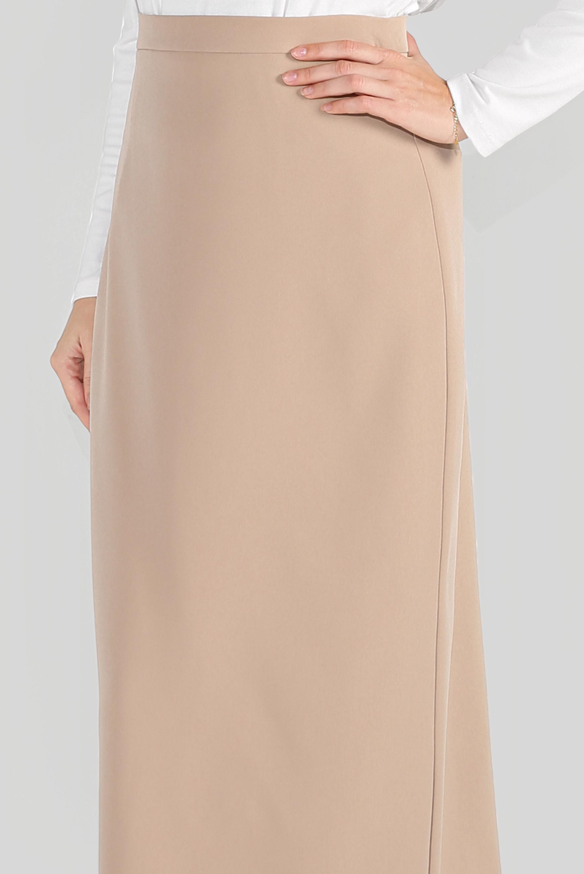 Tesettür giyim BEJ YÜKSEK BEL KLASİK KESİM ETEK 60060 