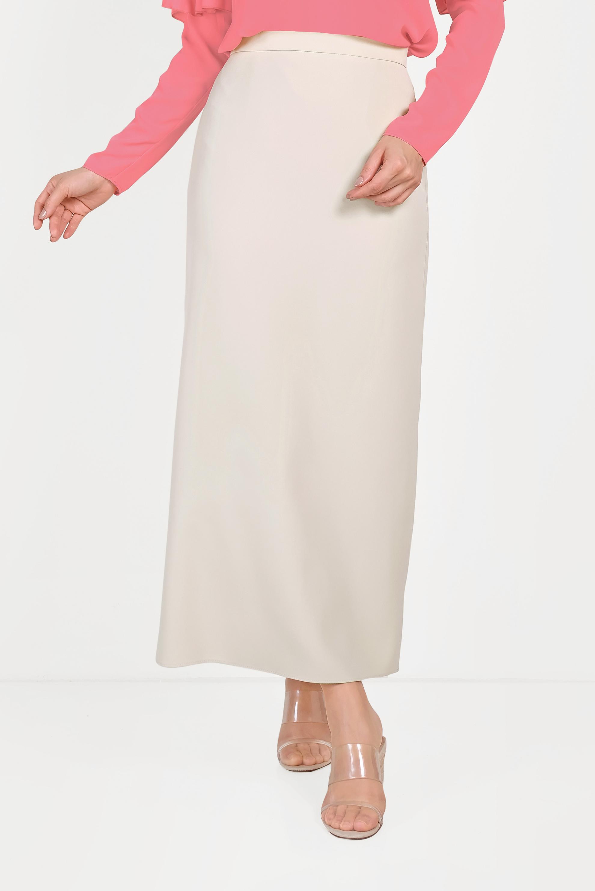 Tesettür giyim BEJ YÜKSEK BEL KLASİK KESİM ETEK 60060 