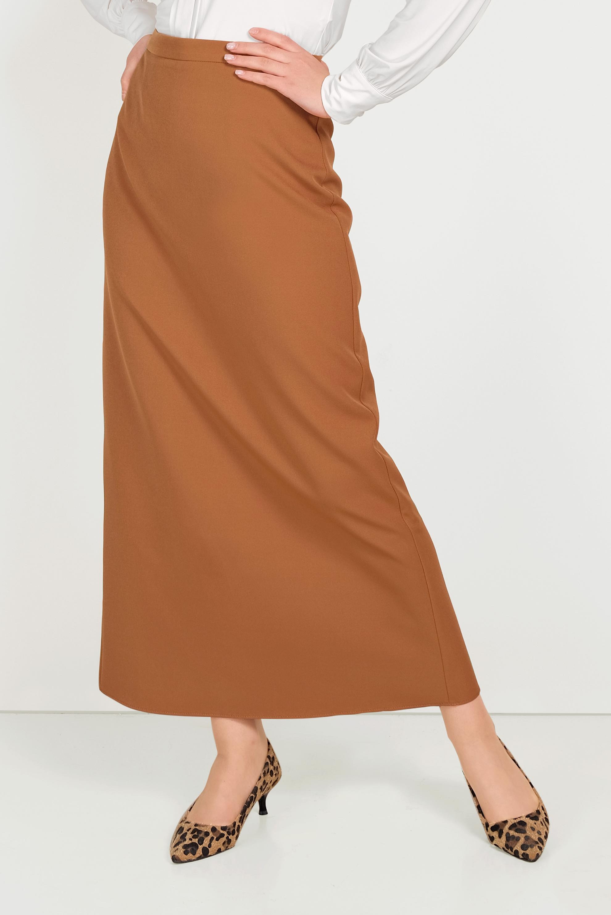 Tesettür giyim SARI YÜKSEK BEL KLASİK KESİM ETEK 60060 