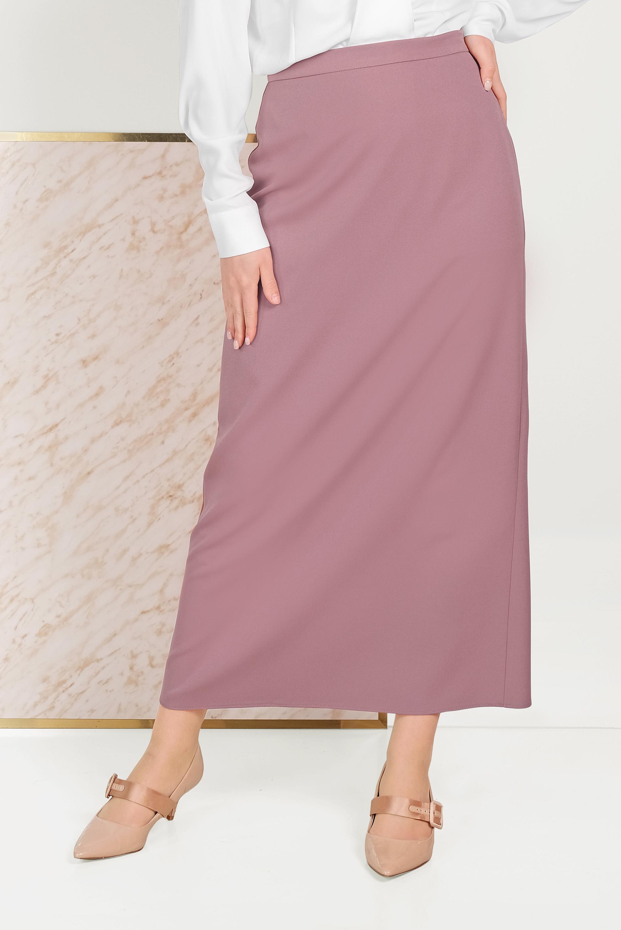 Tesettür giyim PEMBE YÜKSEK BEL KLASİK KESİM ETEK 60060 
