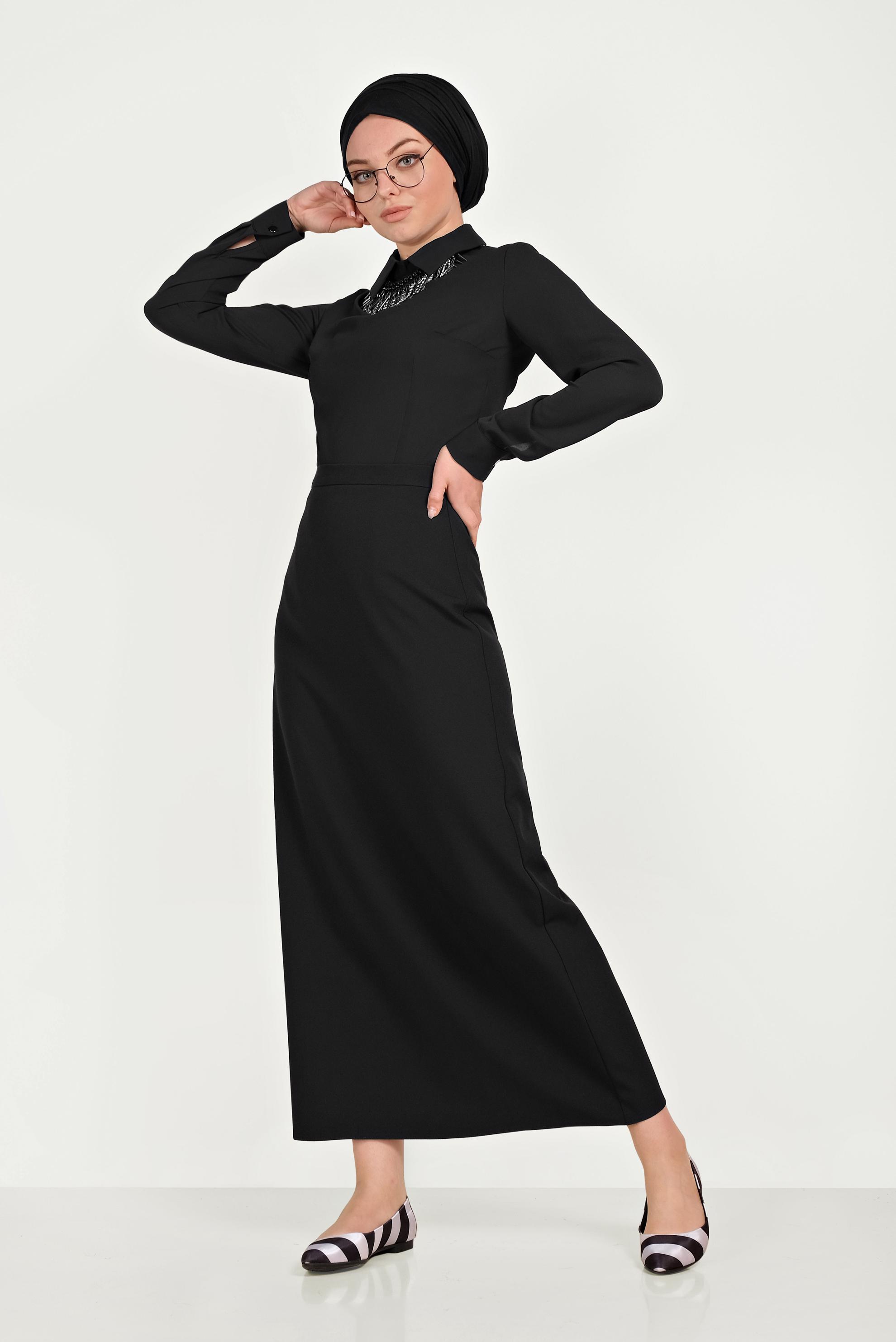 Tesettür giyim SİYAH YÜKSEK BEL ETEK 60068	