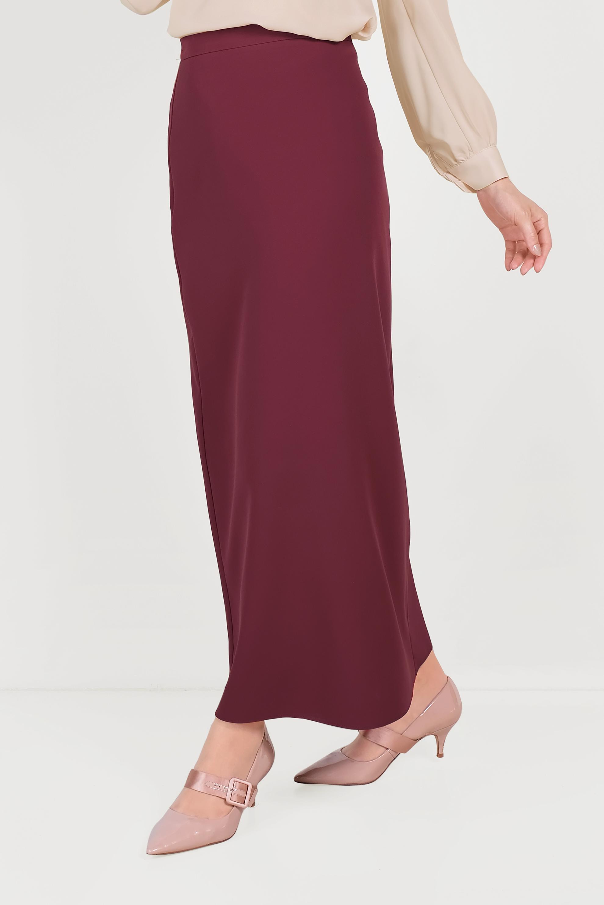 Tesettür giyim BORDO YÜKSEK BEL ETEK 60068	