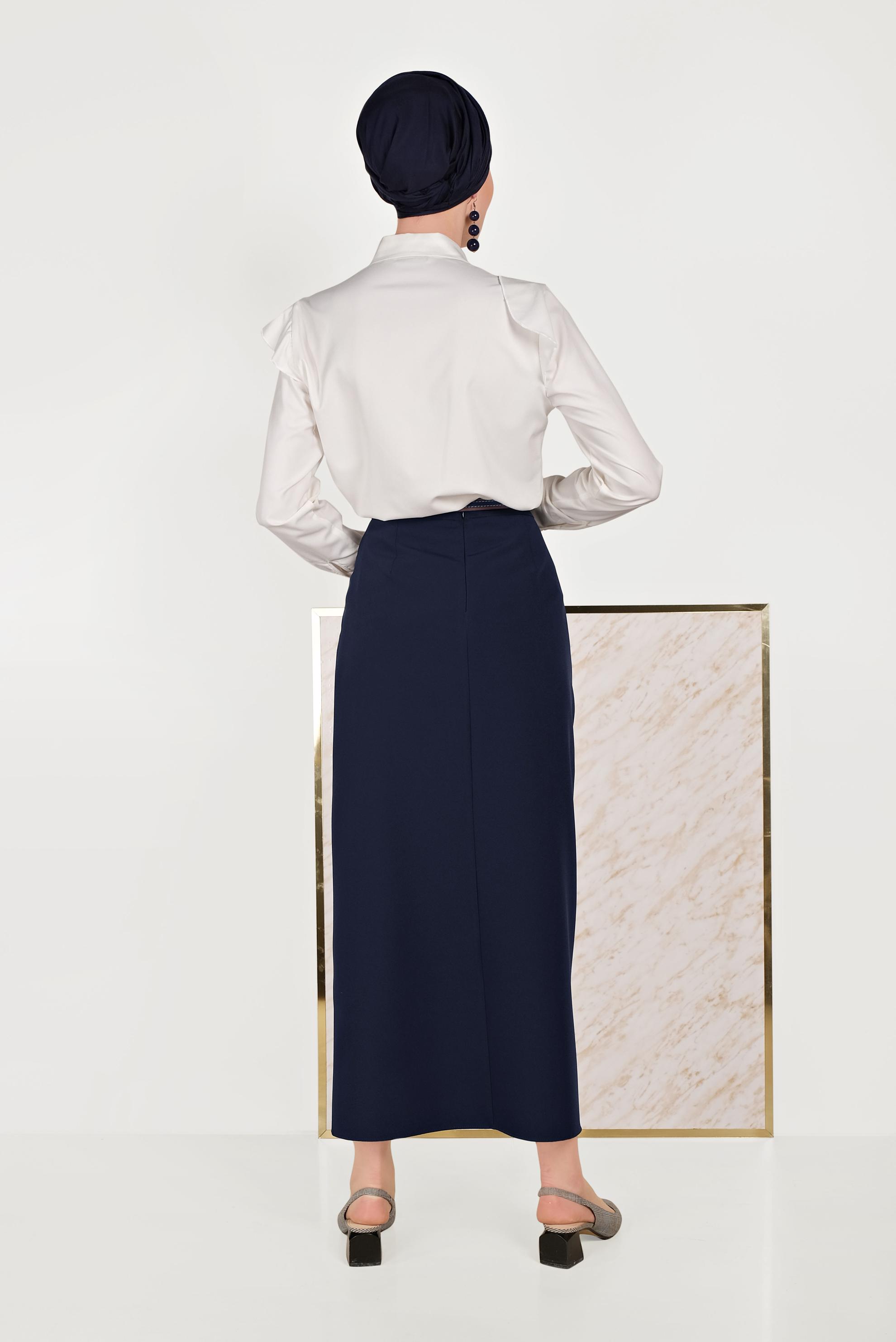 Tesettür giyim LACİVERT YÜKSEK BEL ETEK 60068	