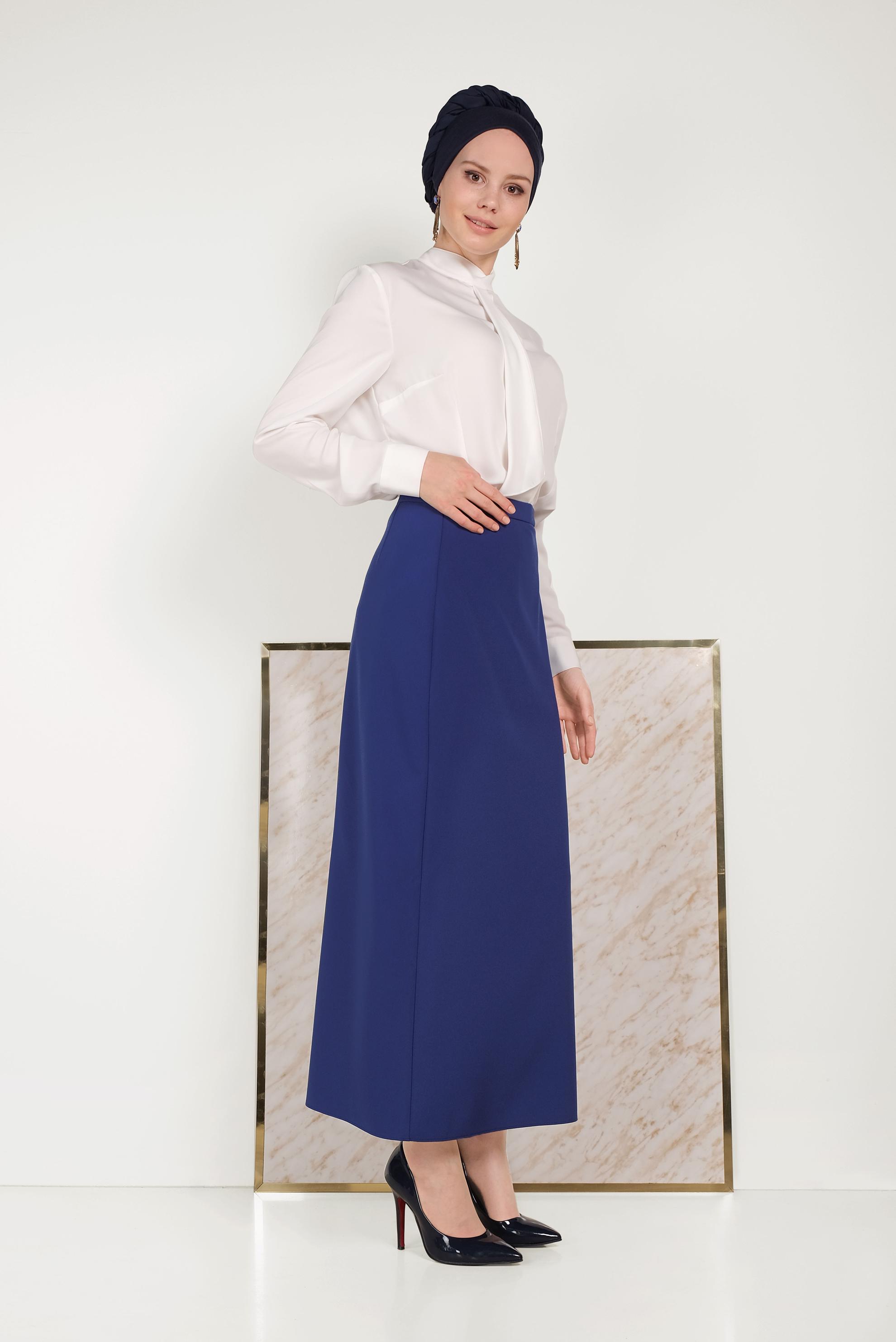 Tesettür giyim LACİVERT YÜKSEK BEL ETEK 60068	