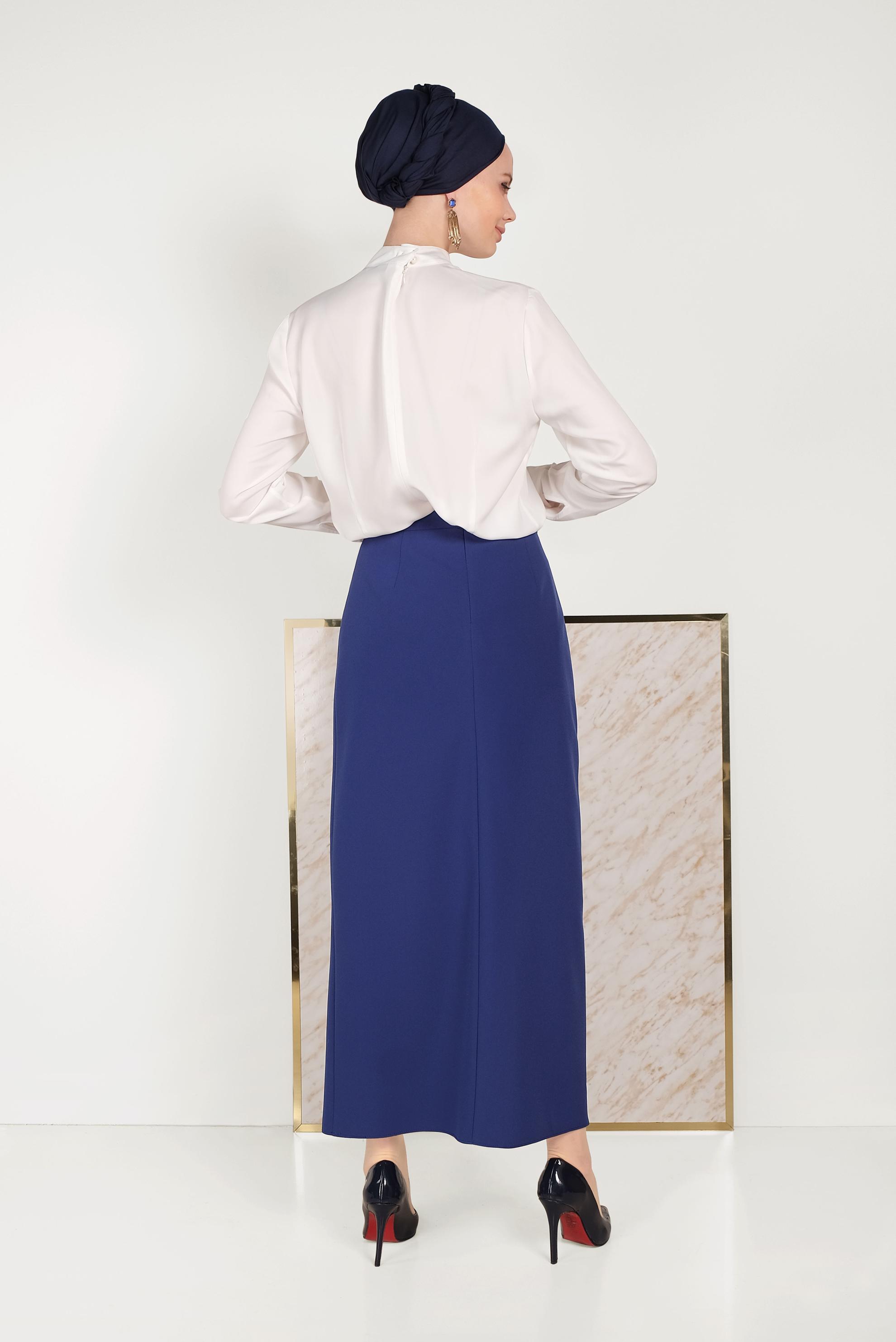 Tesettür giyim LACİVERT YÜKSEK BEL ETEK 60068	