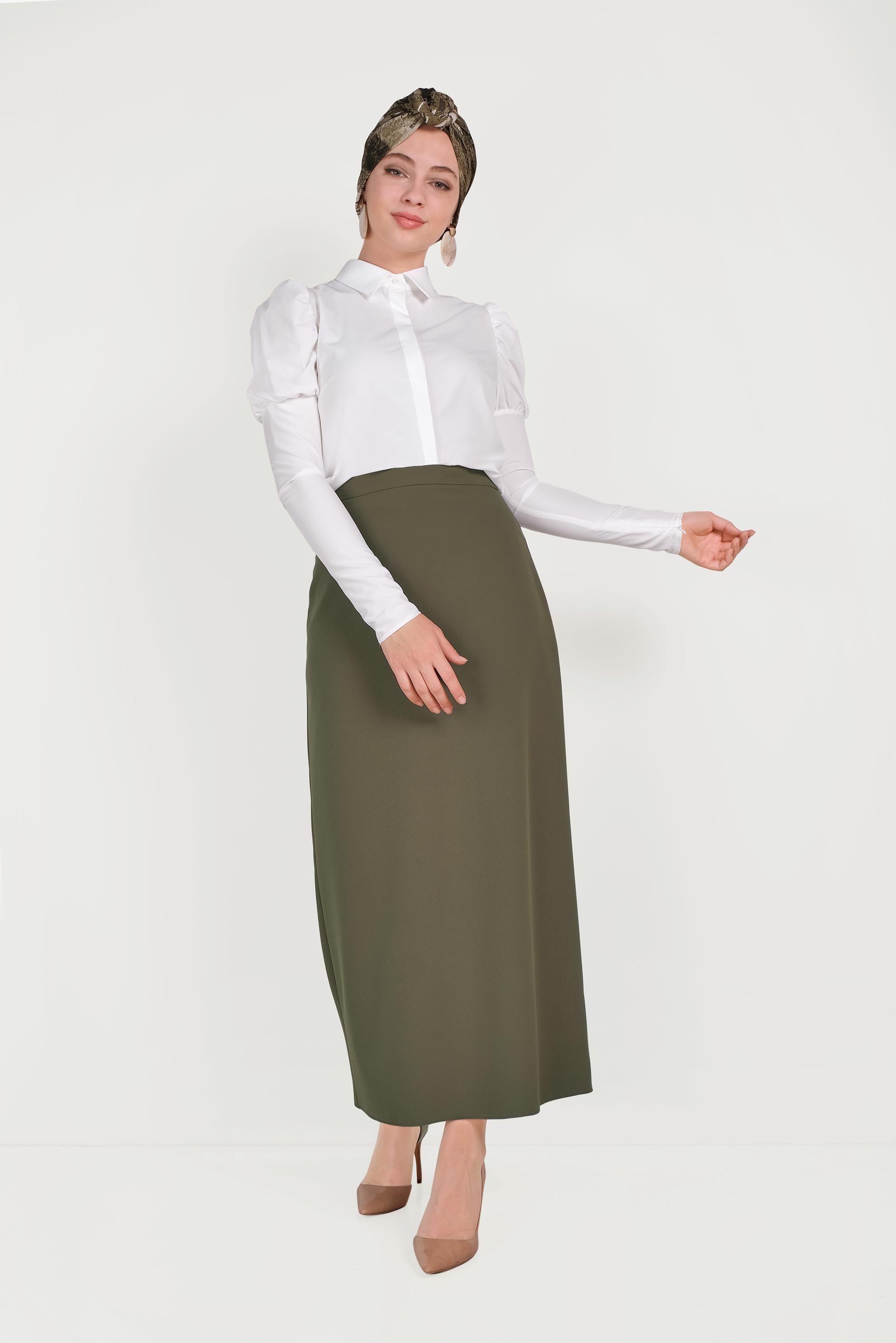 Hijab clothing KHAKI HIGH WAIST SKIRT 60068 