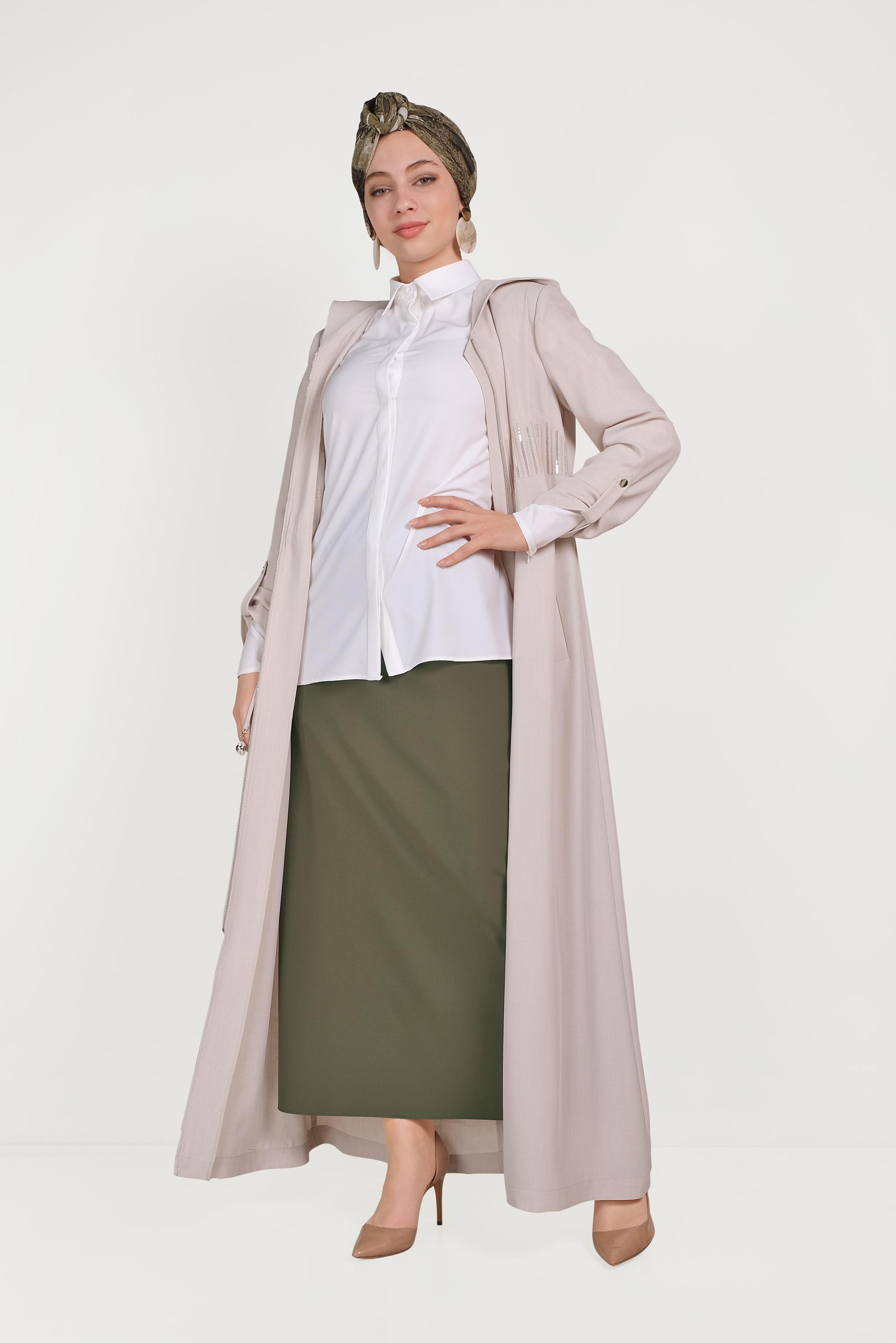 Hijab clothing KHAKI HIGH WAIST SKIRT 60068 