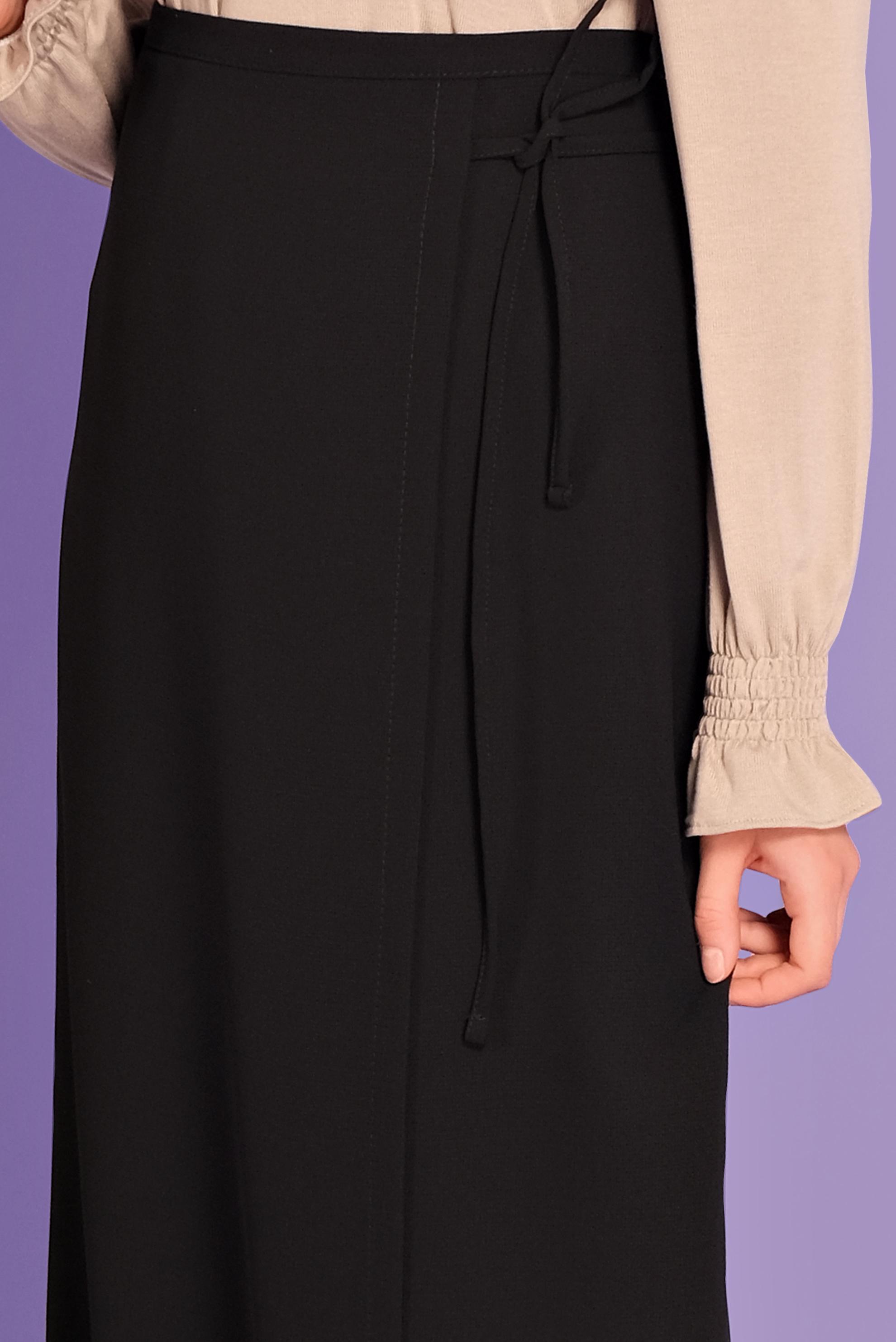 Tesettür giyim SİYAH YANDAN BAĞLAMA DETAYLI ETEK 60141 