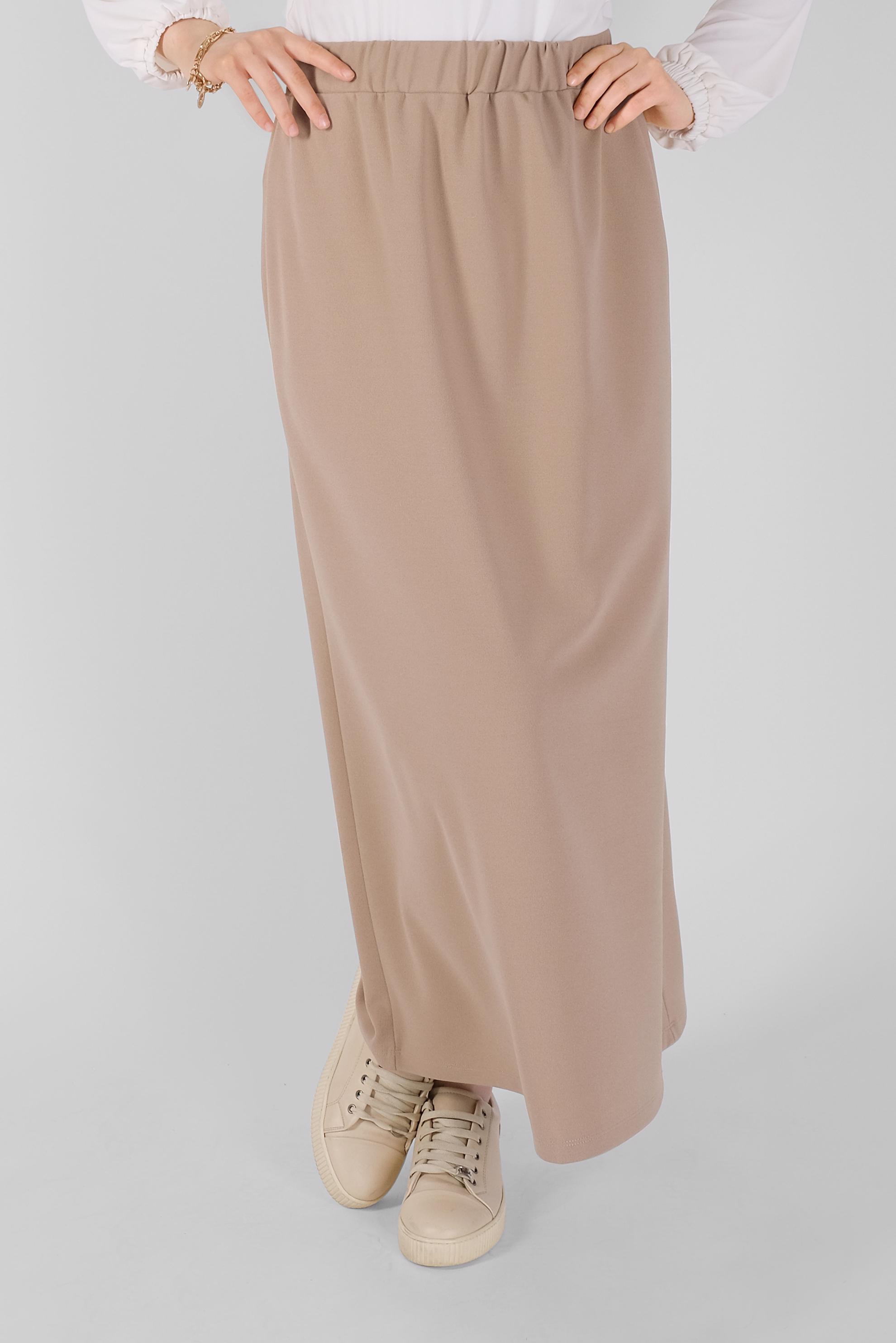 Tesettür giyim BEJ BEL KISMI LASTİKLİ ETEK 60143