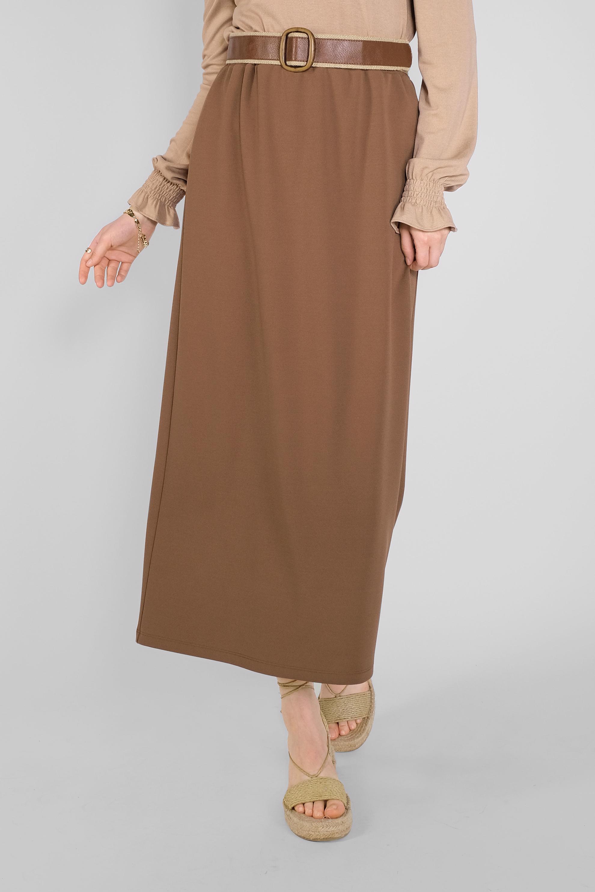 Tesettür giyim TABA BEL KISMI LASTİKLİ ETEK 60143