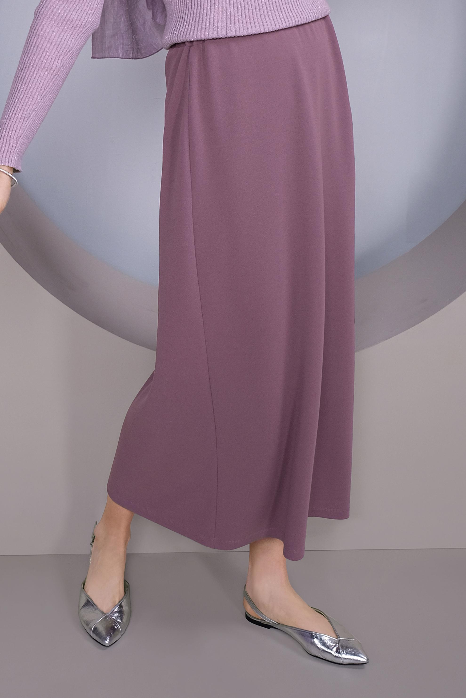 Tesettür giyim PEMBE BEL KISMI LASTİKLİ ETEK 60143