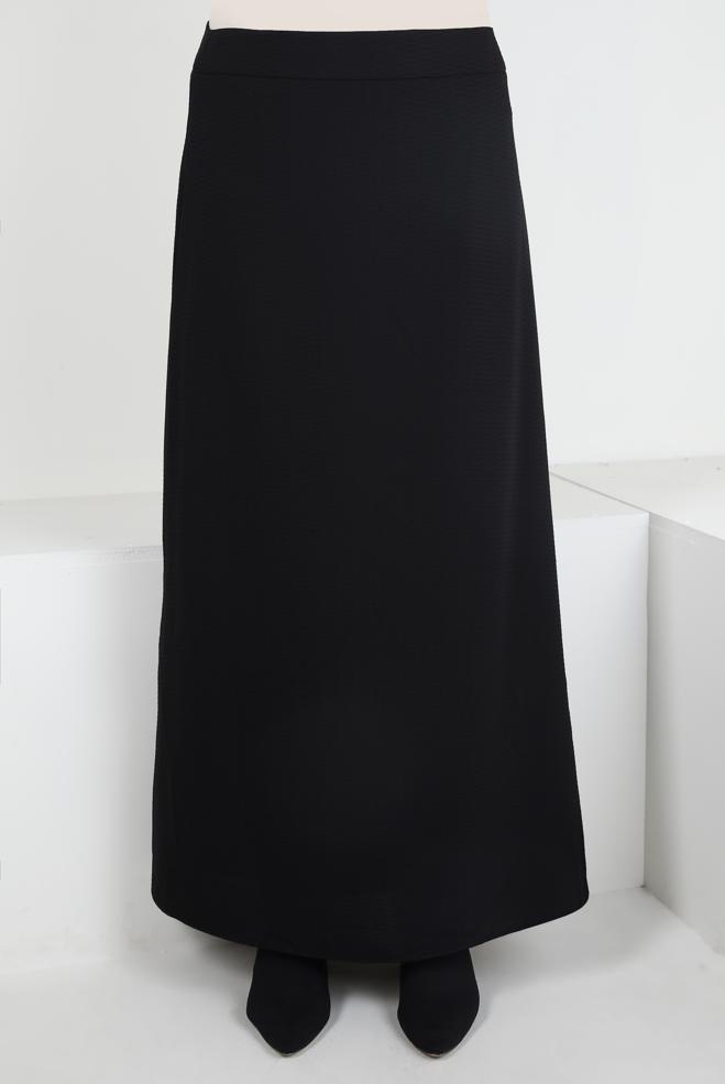 Vêtements hijab NOIR JUPE COUPE A À FERMETURE ÉCLAIR 60144 - ALVİNA