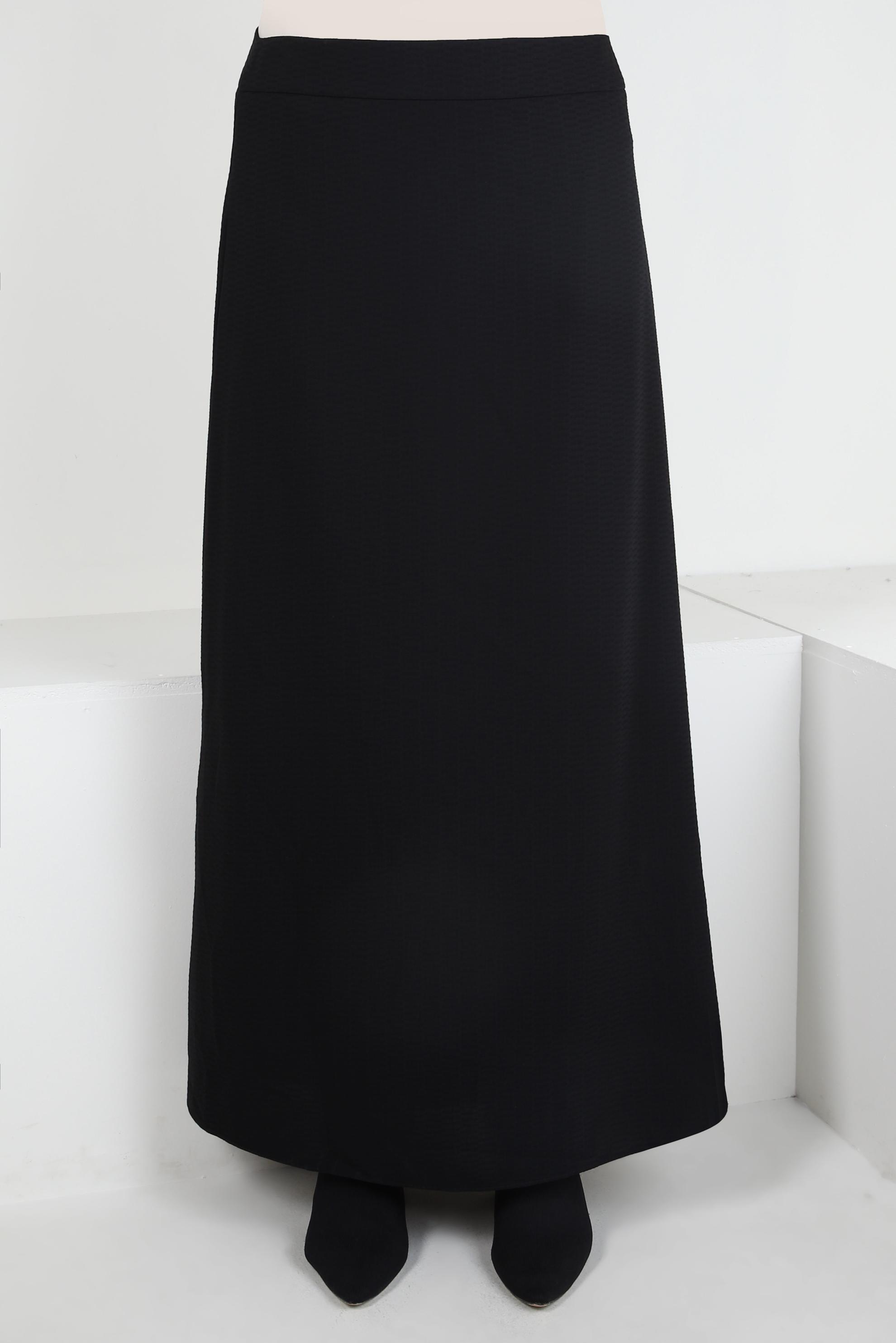 Tesettür giyim SİYAH FERMUARLI A KESİM ETEK 60144 