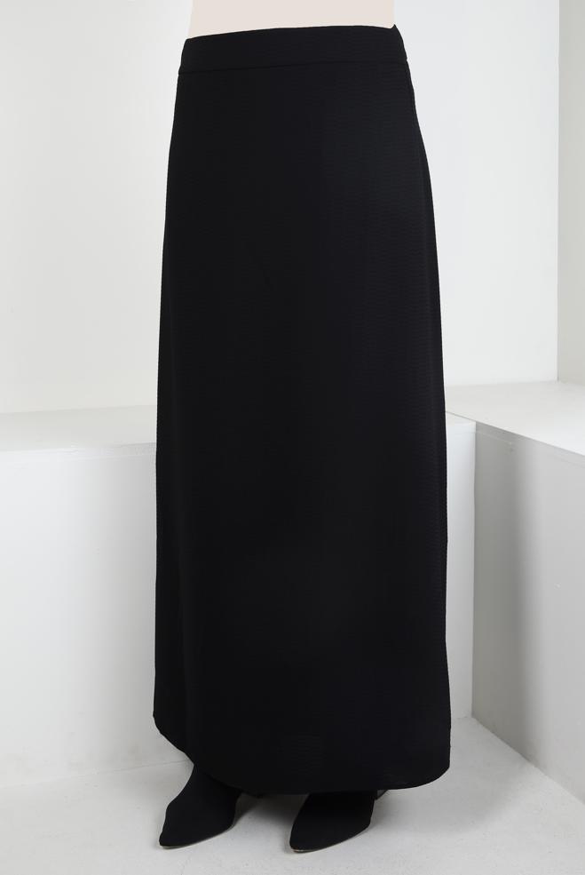 Vêtements hijab NOIR JUPE COUPE A À FERMETURE ÉCLAIR 60144 - ALVİNA