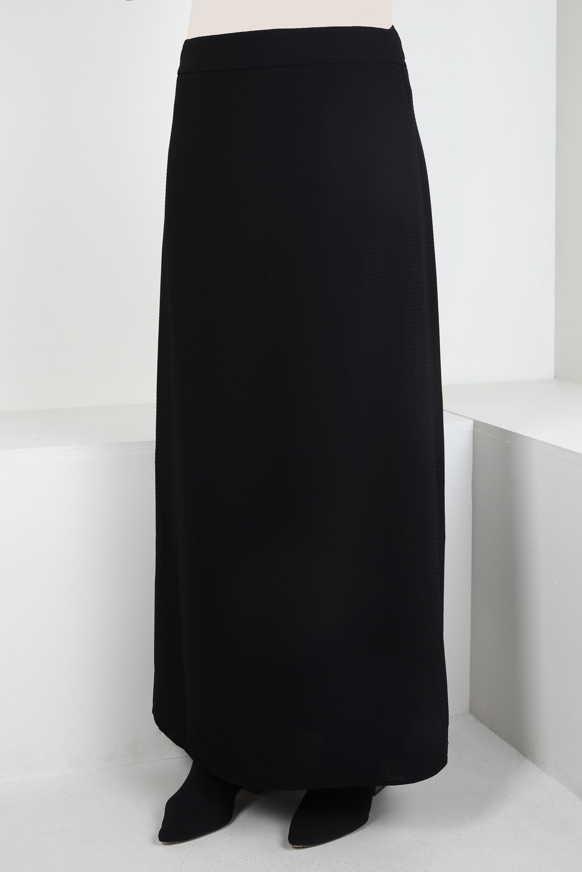 Tesettür giyim SİYAH FERMUARLI A KESİM ETEK 60144 