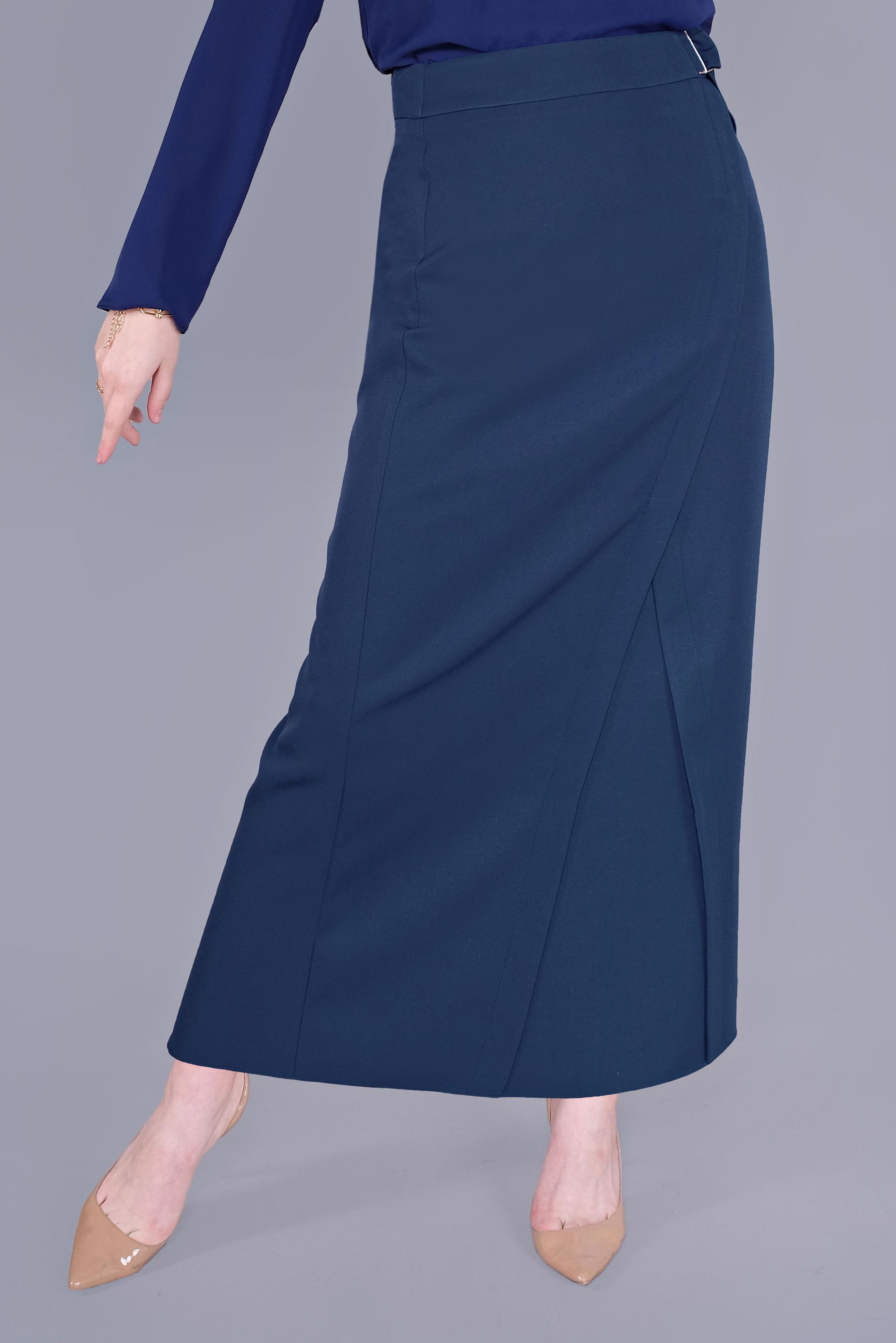 Tesettür giyim LACİVERT ÇAPRAZ GÖNÜMLÜ KEMERLİ ETEK  60149 