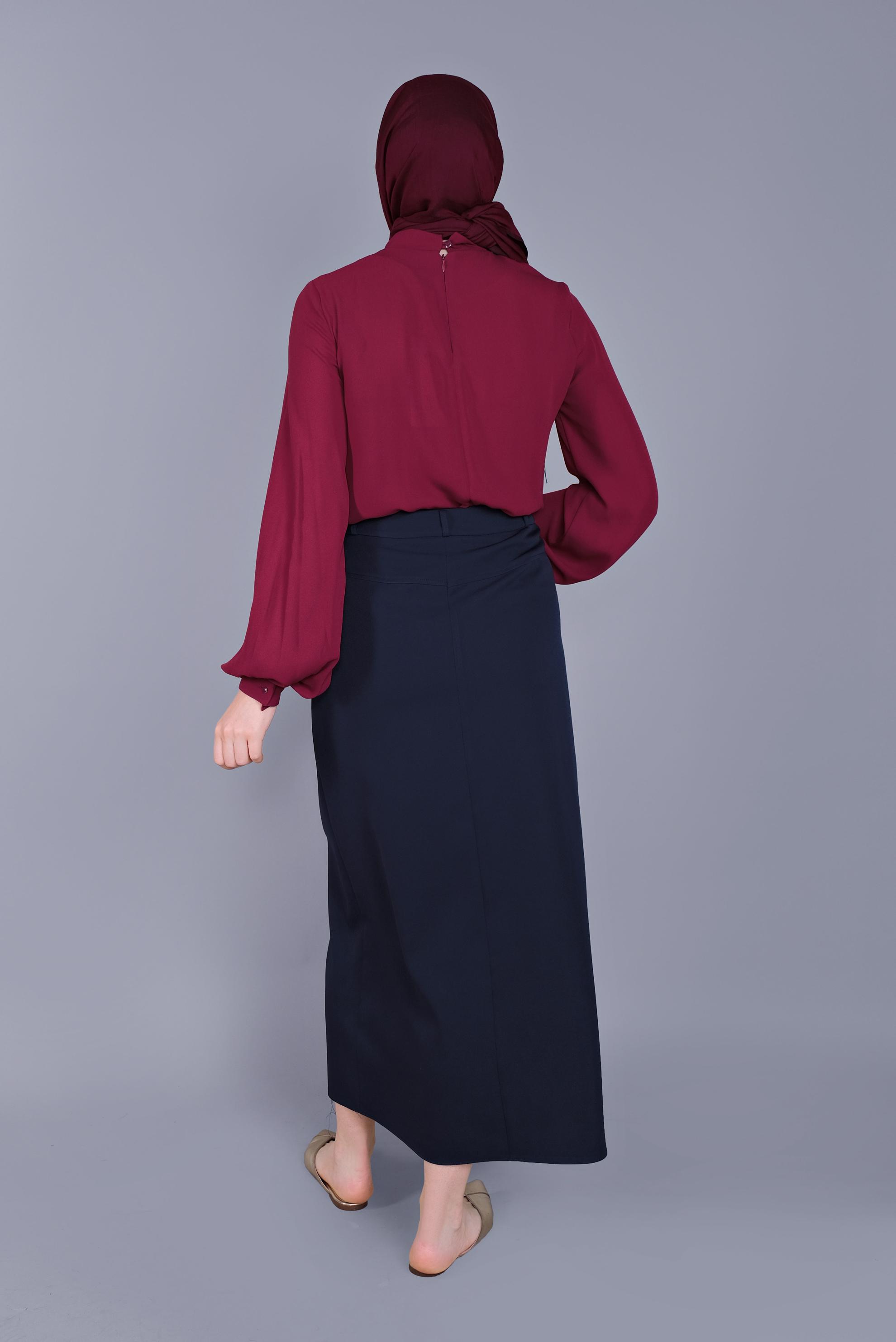 Tesettür giyim LACİVERT YANDAN DÜĞMELİ ETEK 60151