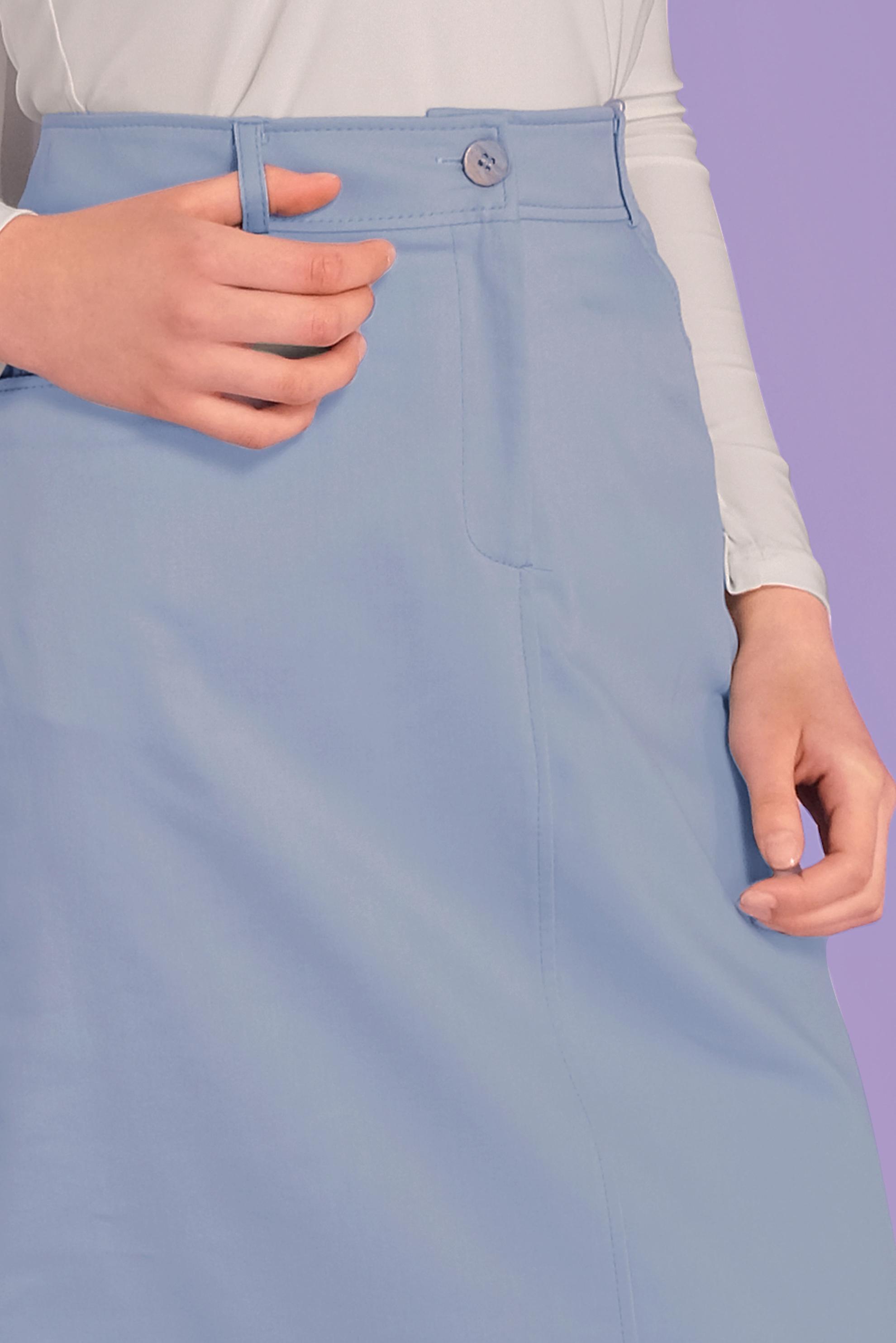 Tesettür giyim MAVİ PAMUKLU CEPLİ ETEK 60154  