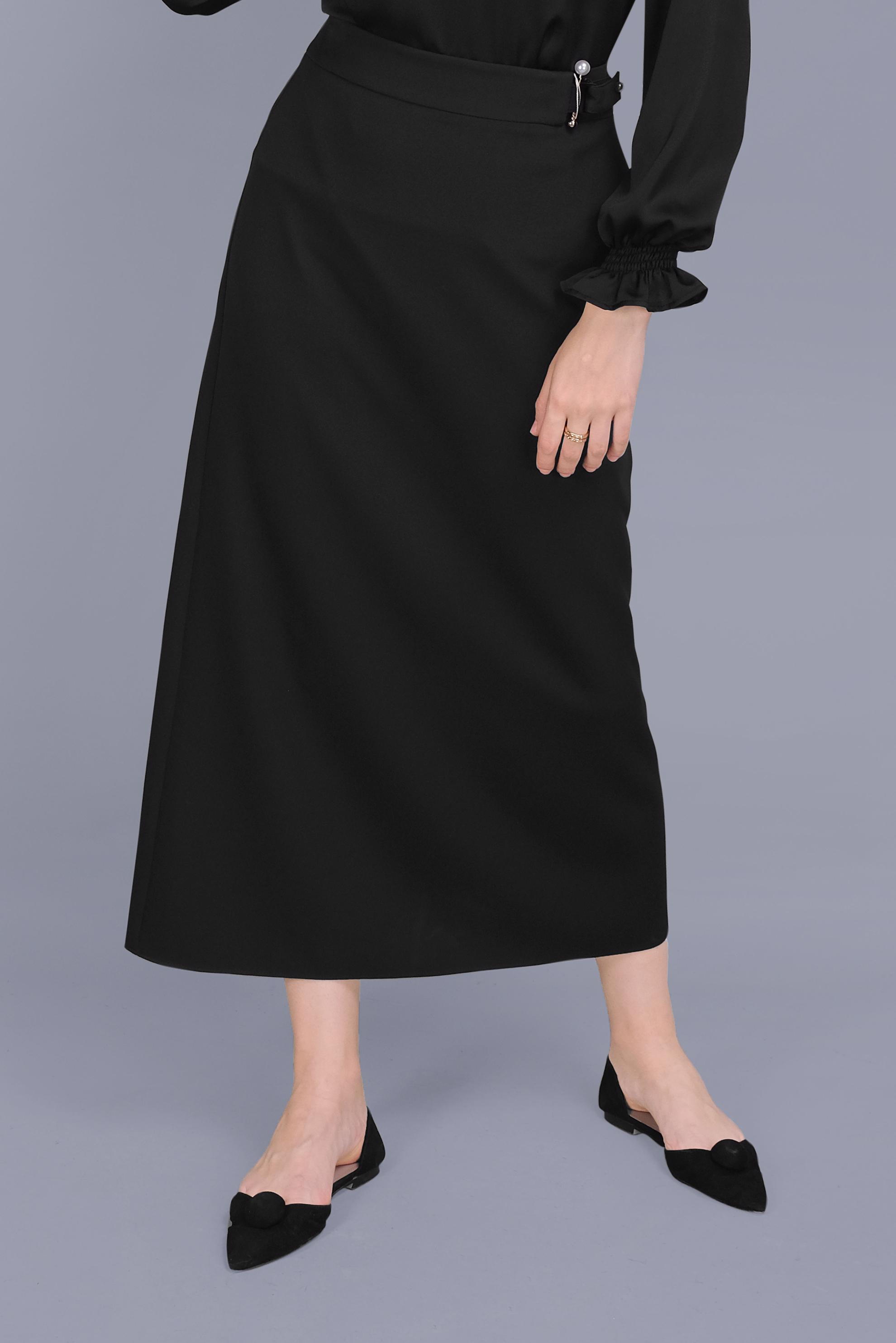 Tesettür giyim SİYAH İNCİ DETAYLI  ETEK 60160 