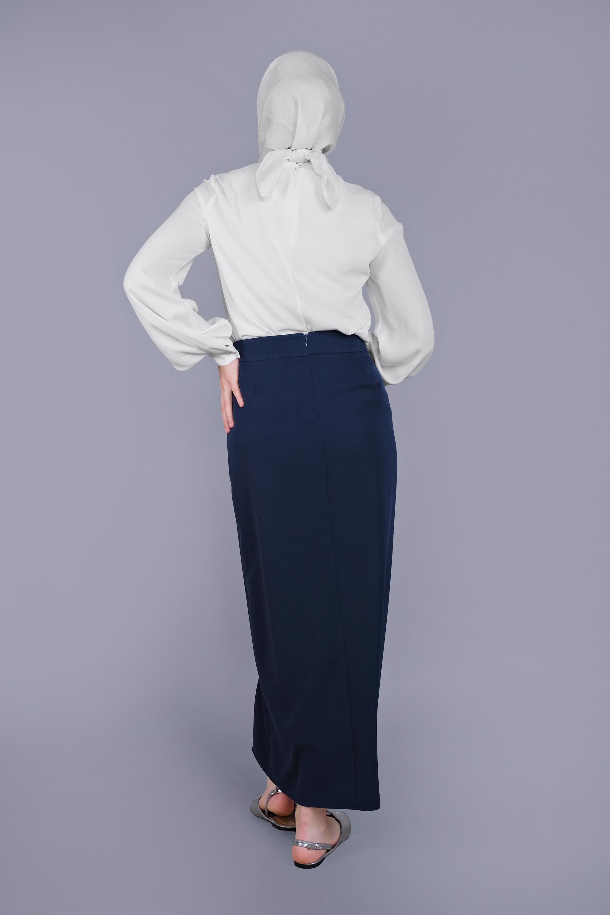 Tesettür giyim LACİVERT İNCİ DETAYLI  ETEK 60160 