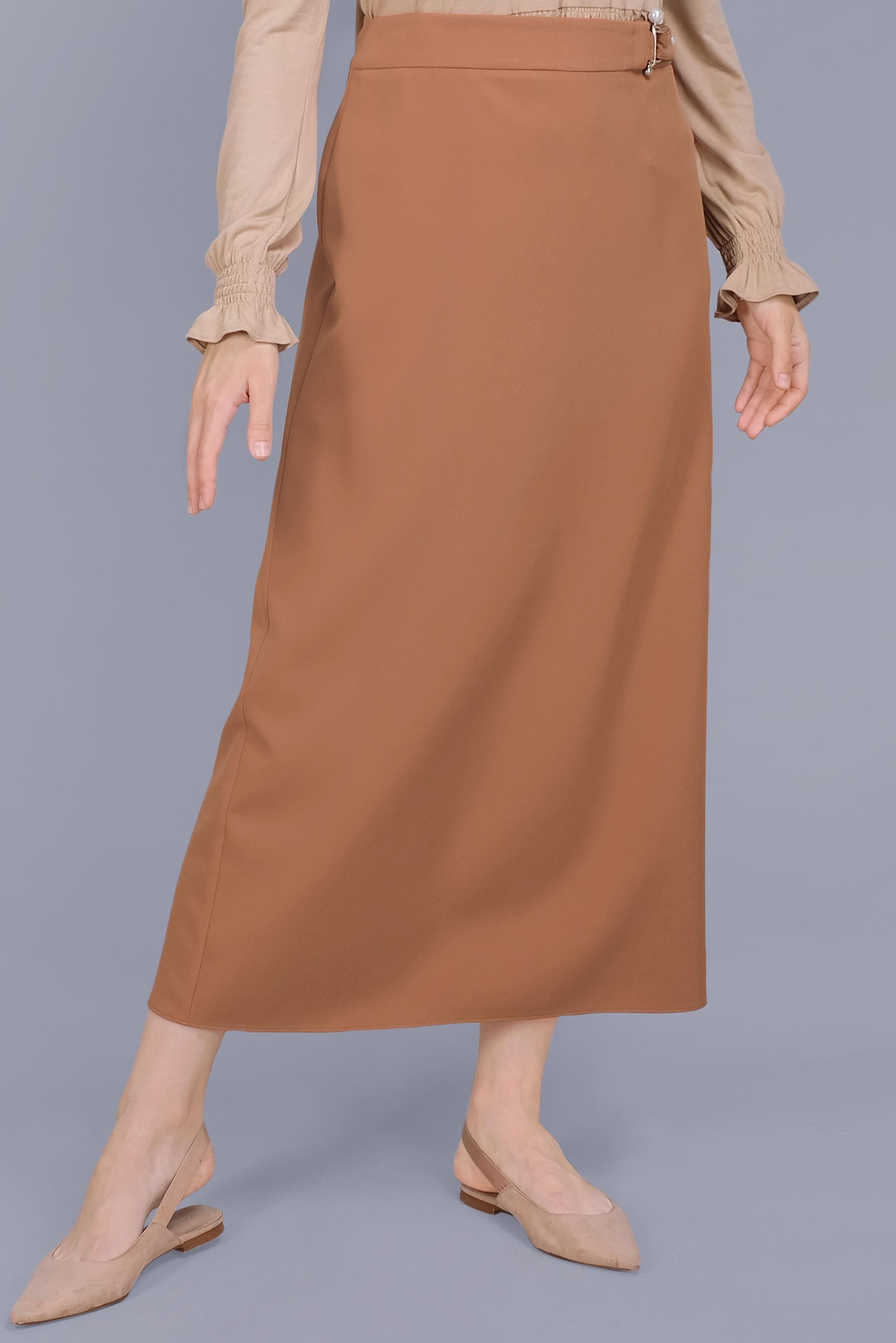 Tesettür giyim TABA İNCİ DETAYLI  ETEK 60160 