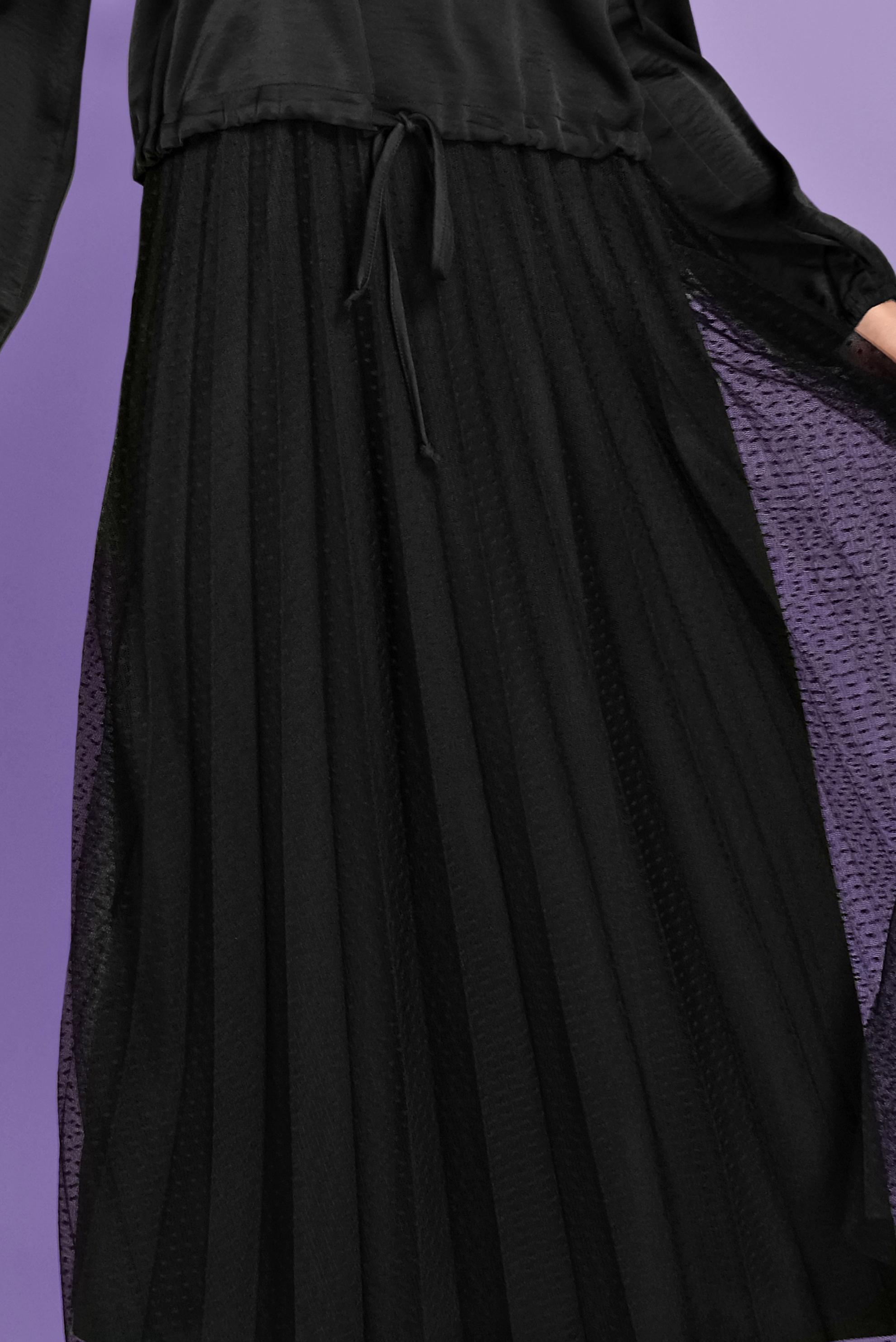 Tesettür giyim SİYAH PİLİSELİ TÜL ETEK 60162 