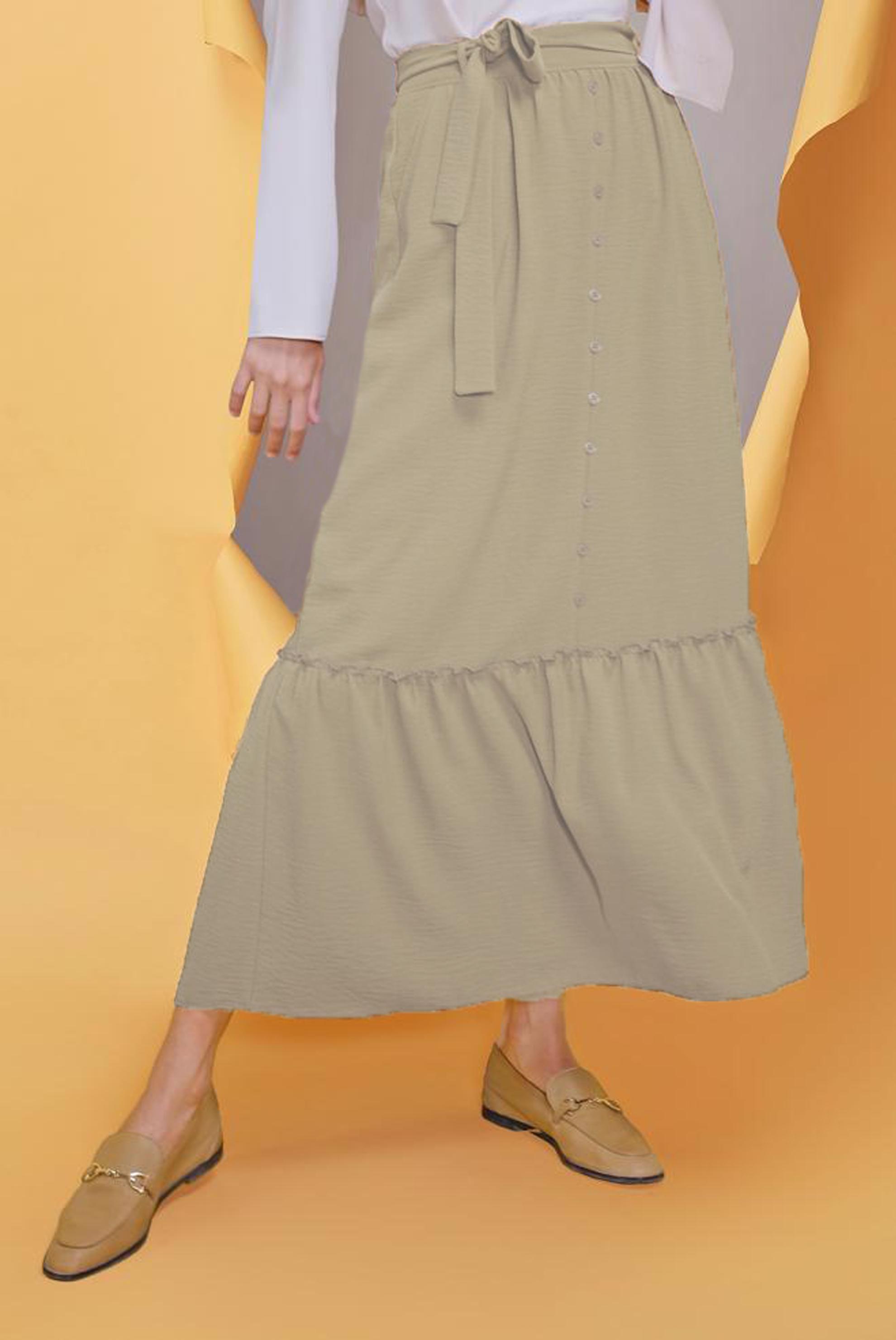 Tesettür giyim KUM DÜĞME DETAYLI AEROBİN ETEK 60163