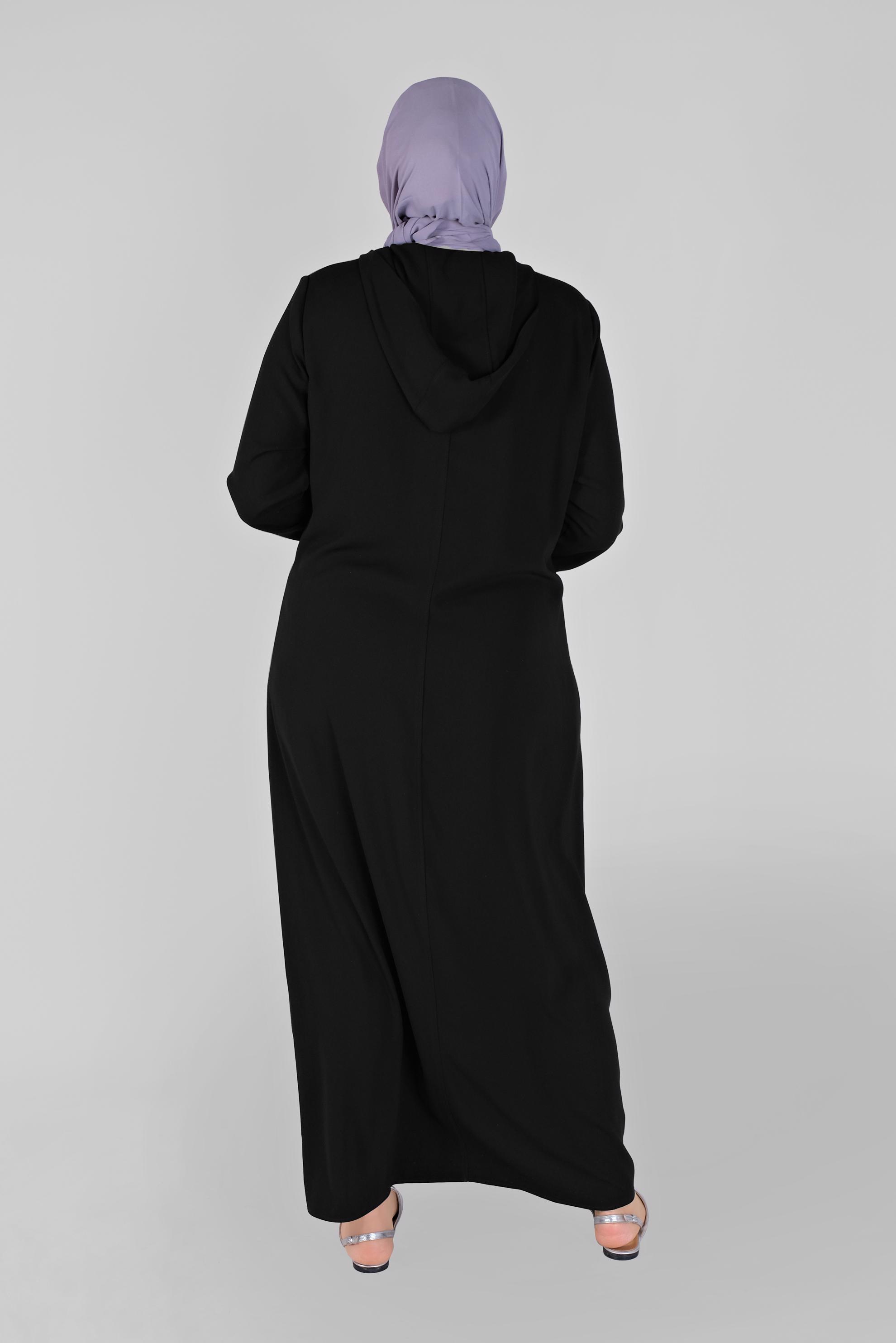 Tesettür giyim SİYAH TAŞ DETAYLI FERACE 80015 