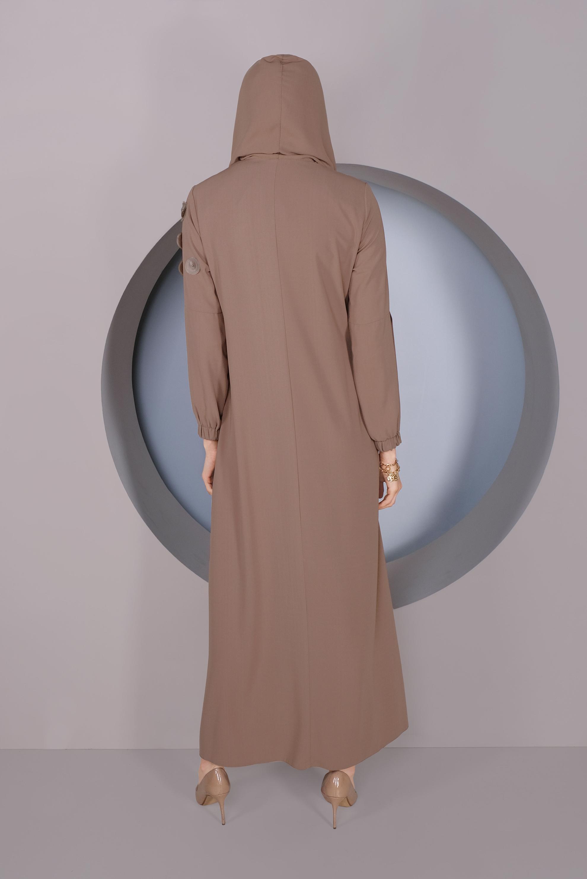 Hijab clothing BROWN PEARL DETAIL TOPCOAT 80020 