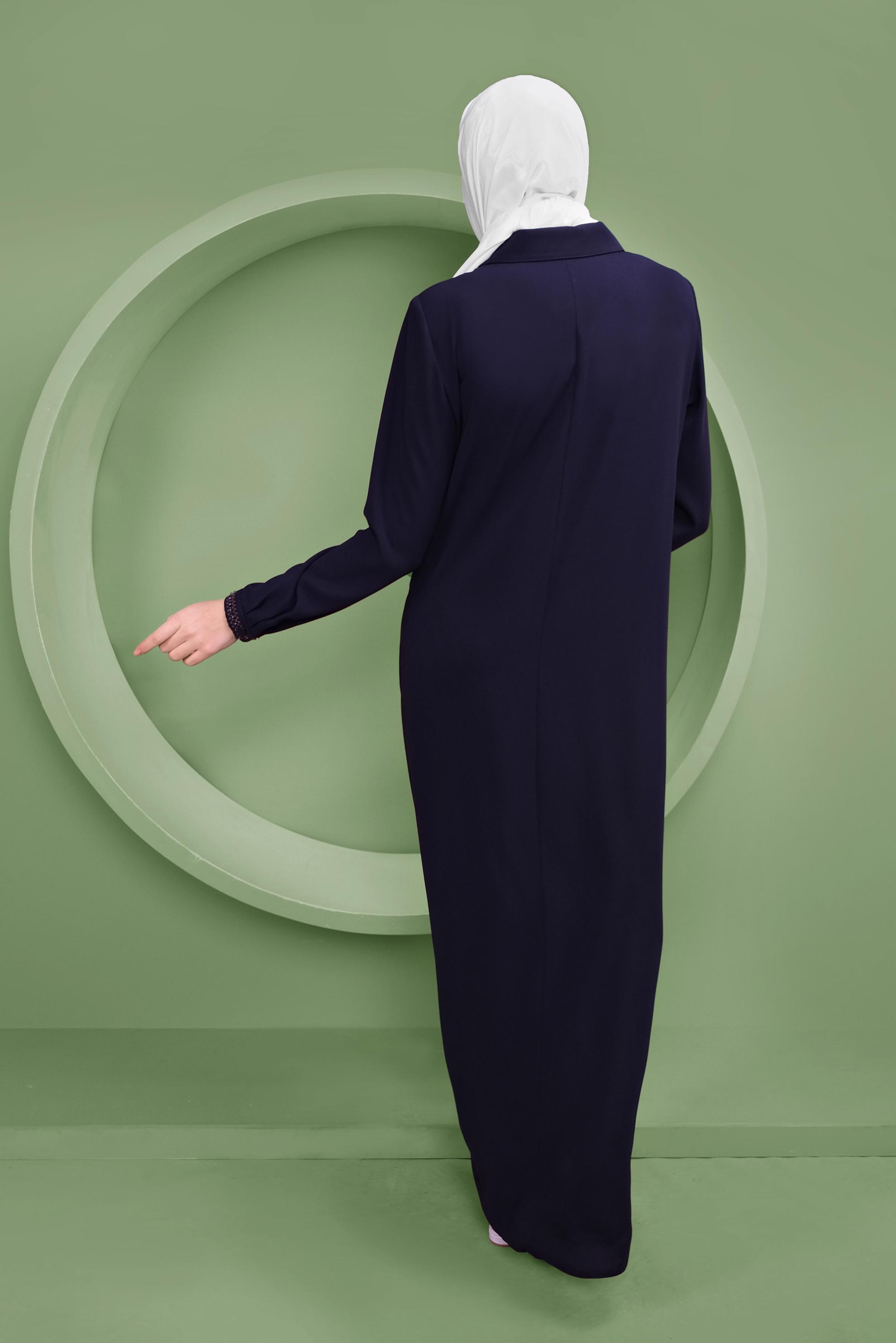 Tesettür giyim LACİVERT GİZLİ FERMUARLI FERACE 80021