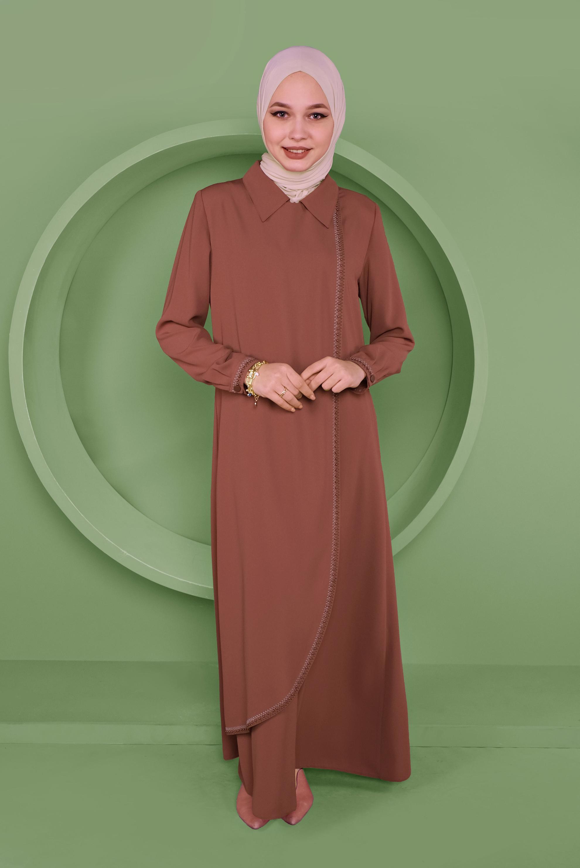 Hijab clothing ORANGE INVISIBLE ZIPPER TOPCOAT 80021 