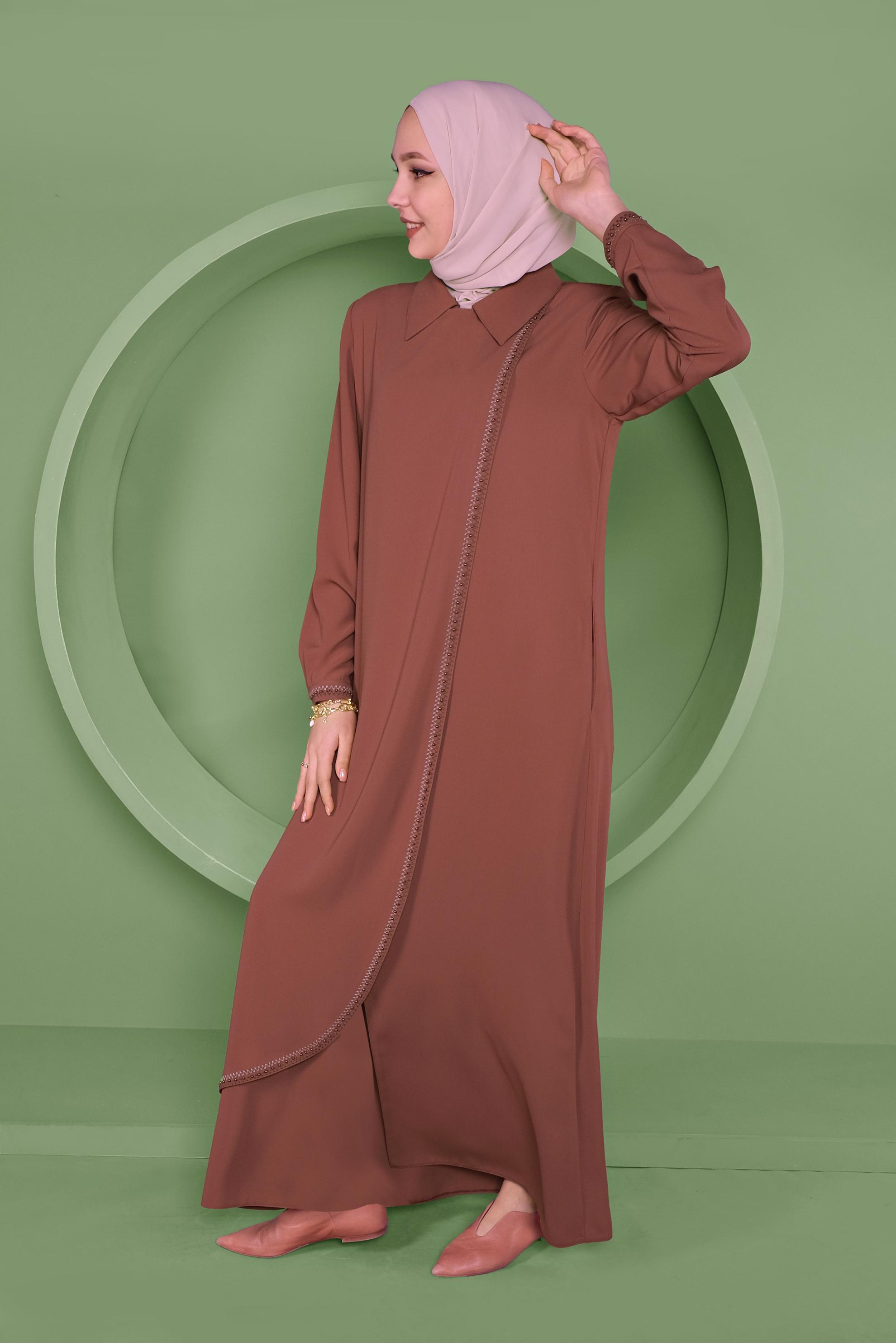Hijab clothing ORANGE INVISIBLE ZIPPER TOPCOAT 80021 