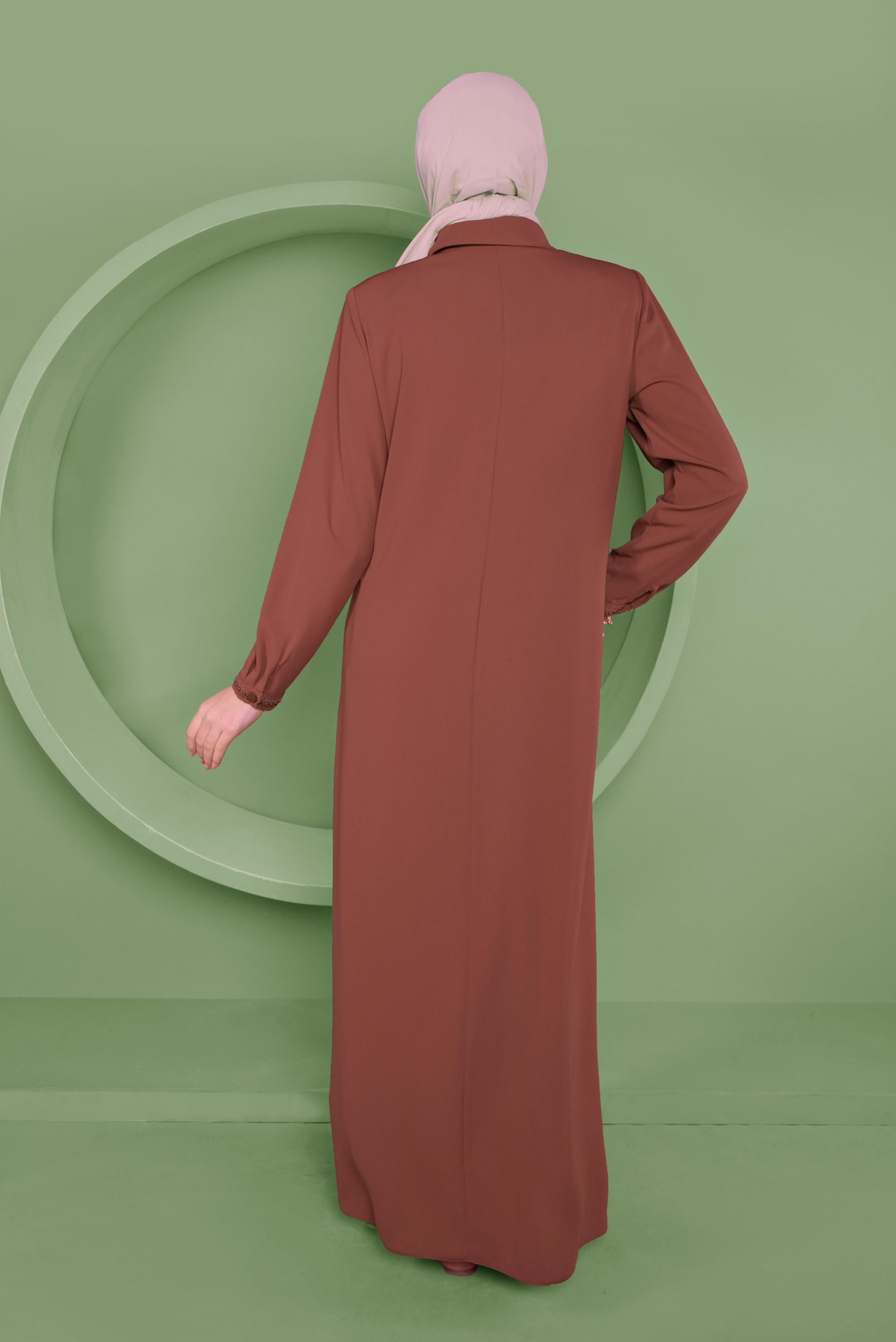 Hijab clothing ORANGE INVISIBLE ZIPPER TOPCOAT 80021 