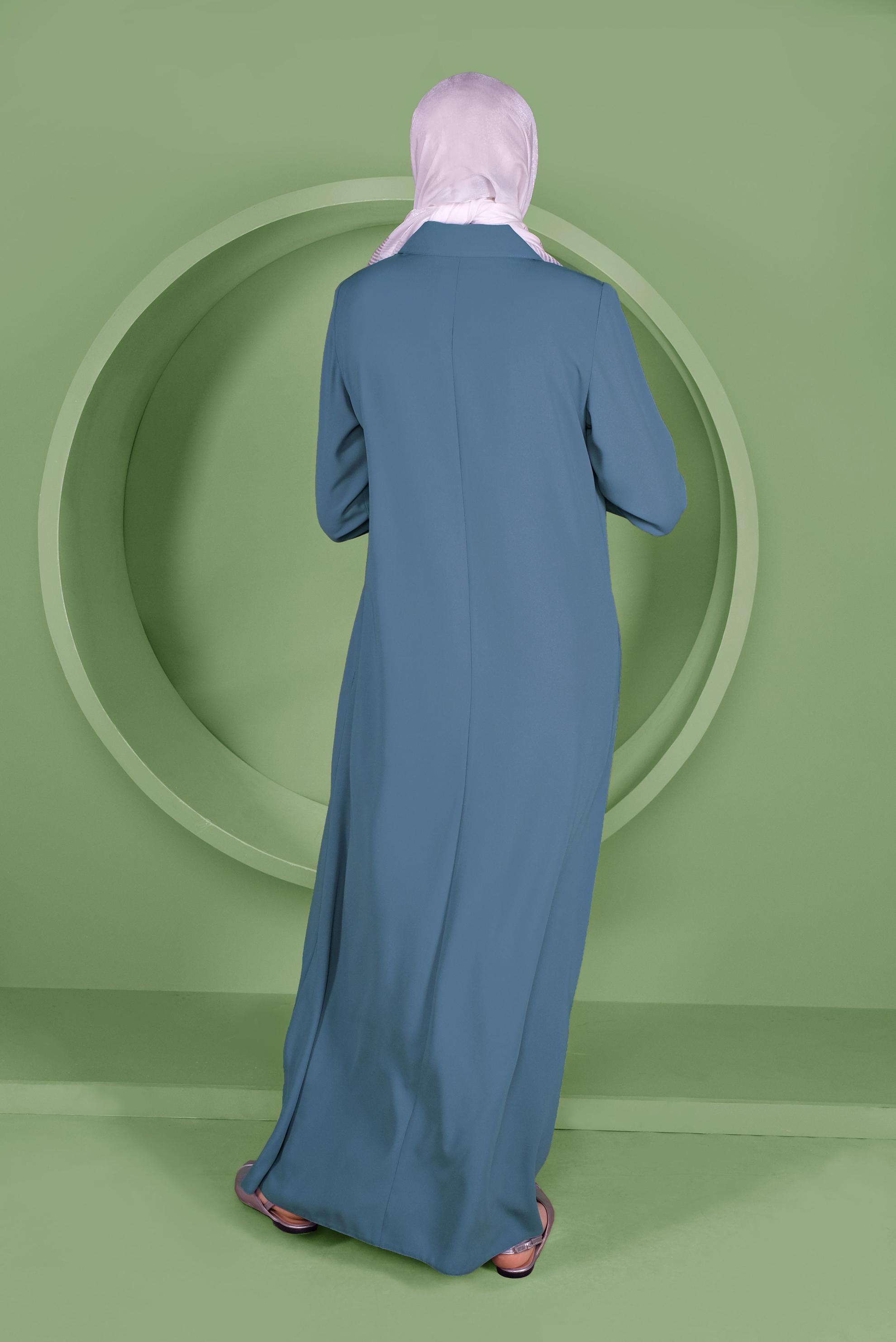 Hijab clothing BLUE INVISIBLE ZIPPER TOPCOAT 80021 